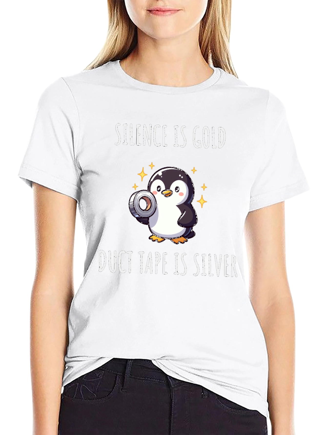 Silence is Gold Duct Tape is Silver Penguin T-Shirt