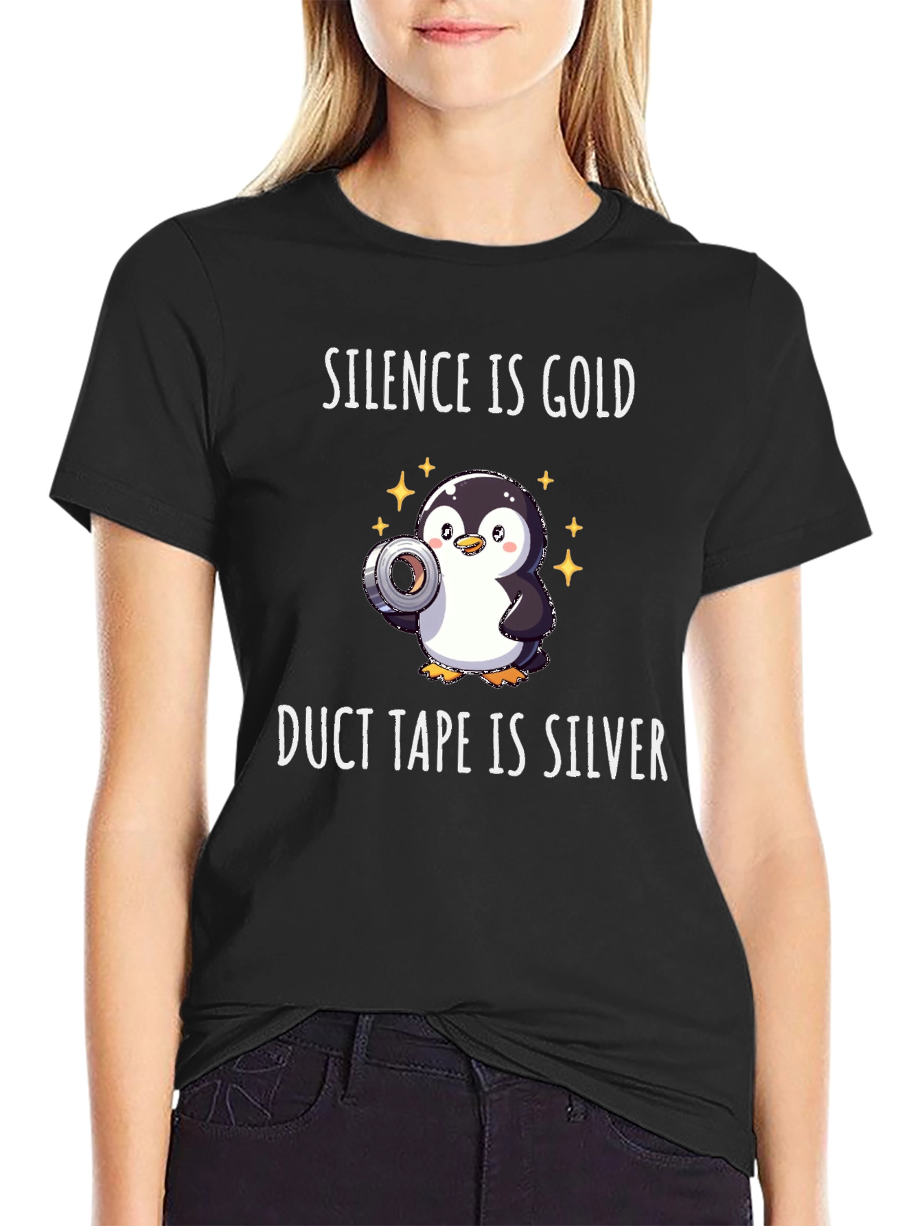 Silence is Gold Duct Tape is Silver Penguin T-Shirt