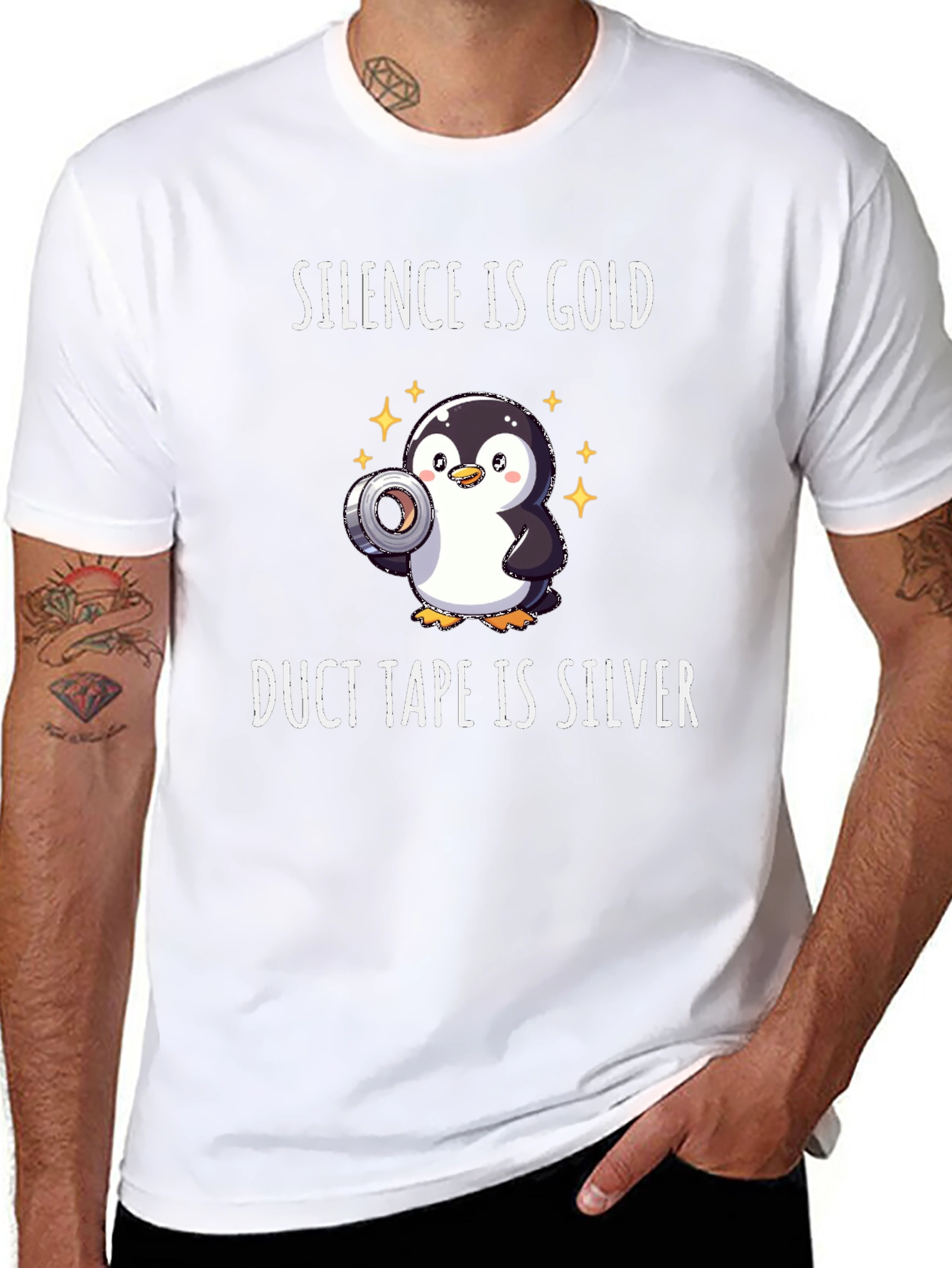 Silence is Gold Duct Tape is Silver Penguin T-Shirt