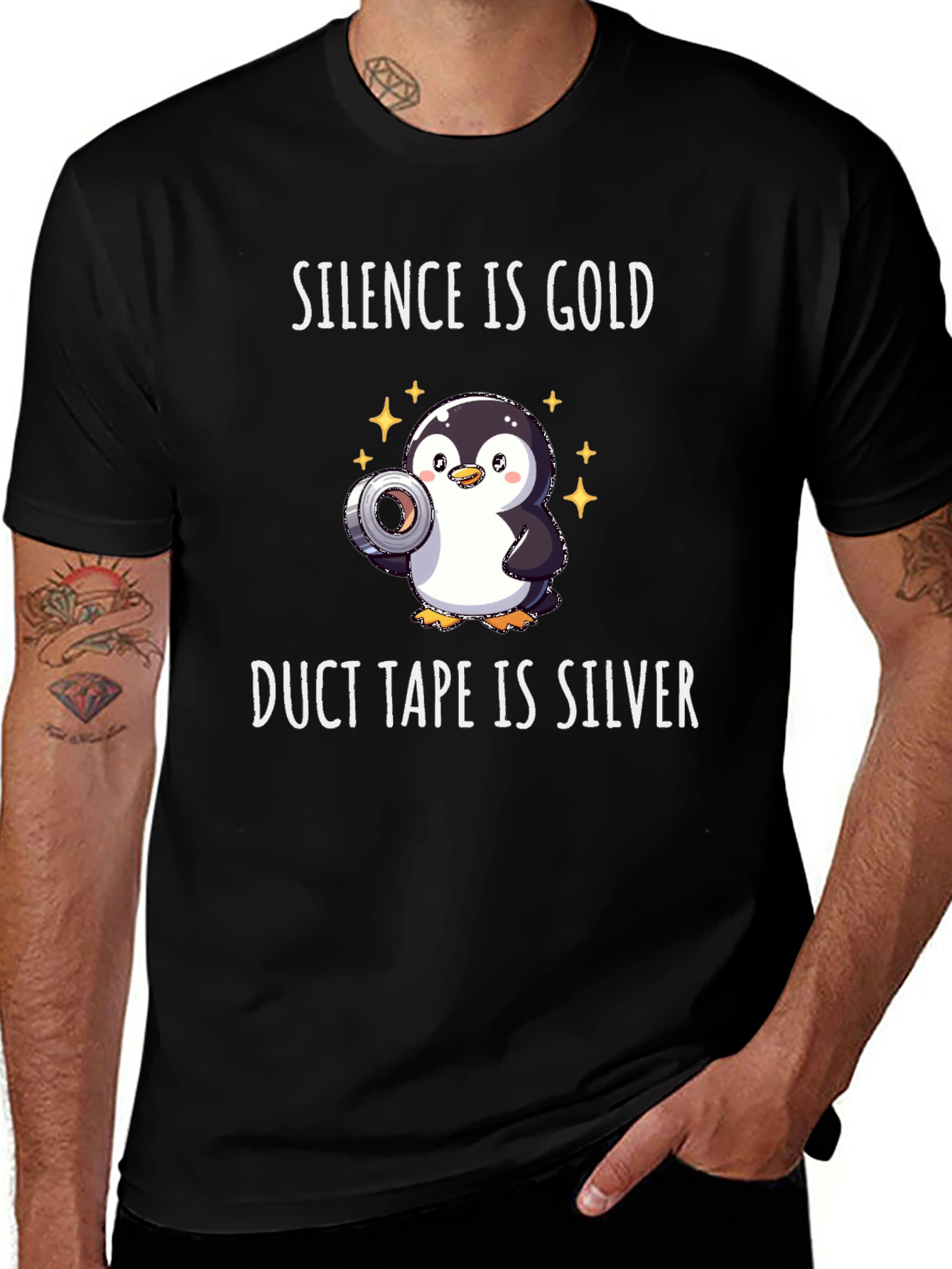 Silence is Gold Duct Tape is Silver Penguin T-Shirt