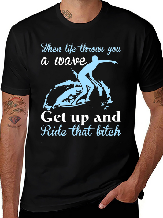 Surfer Graphic Tee - Ride the Wave Humor T-Shirt