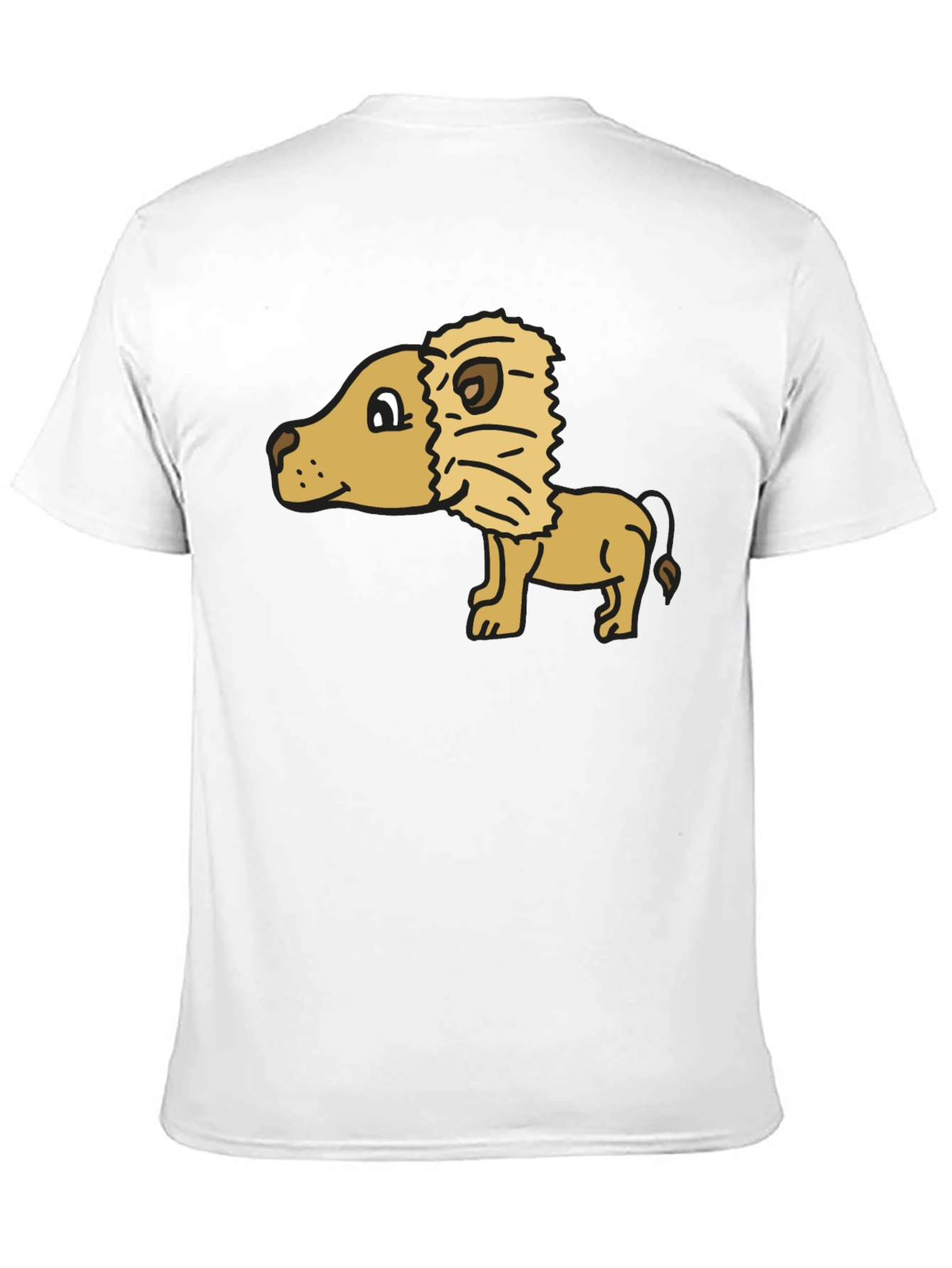 Cartoon Lion Graphic Tee - Black Cotton Casual Shirt