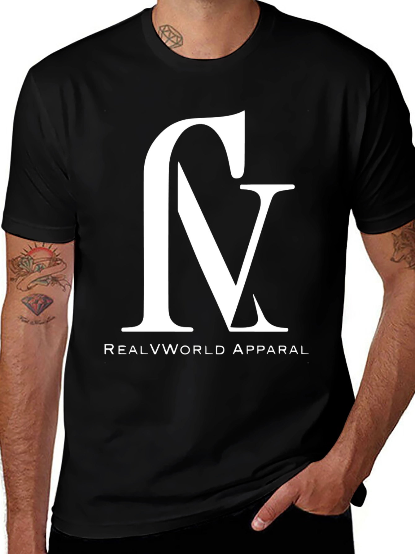 Real V World Apparel Black Graphic Tee