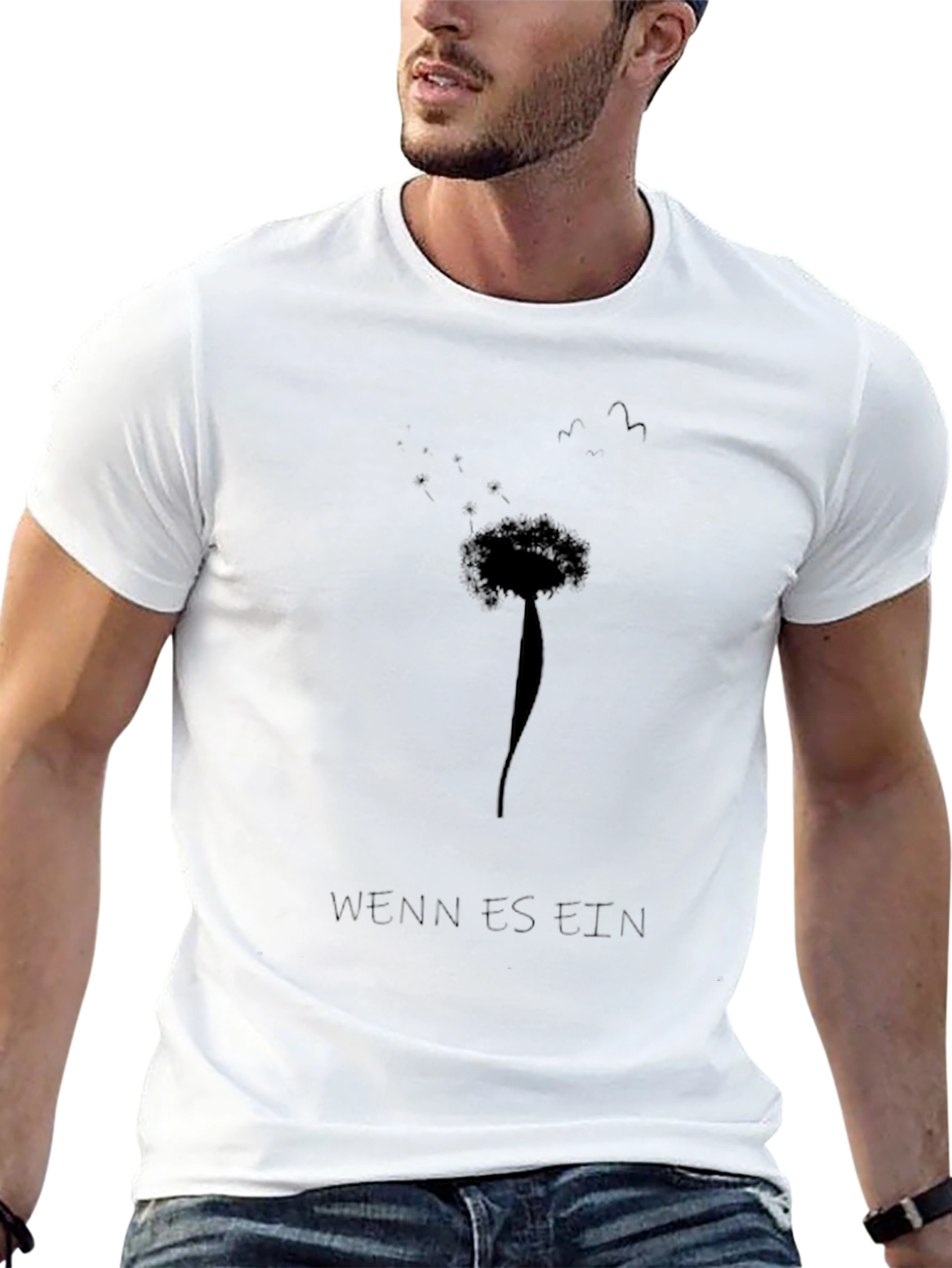 Dandelion Graphic Print Black T-Shirt