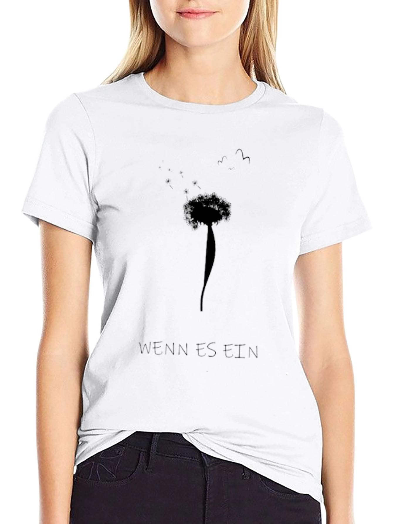 Dandelion Graphic Print Black T-Shirt