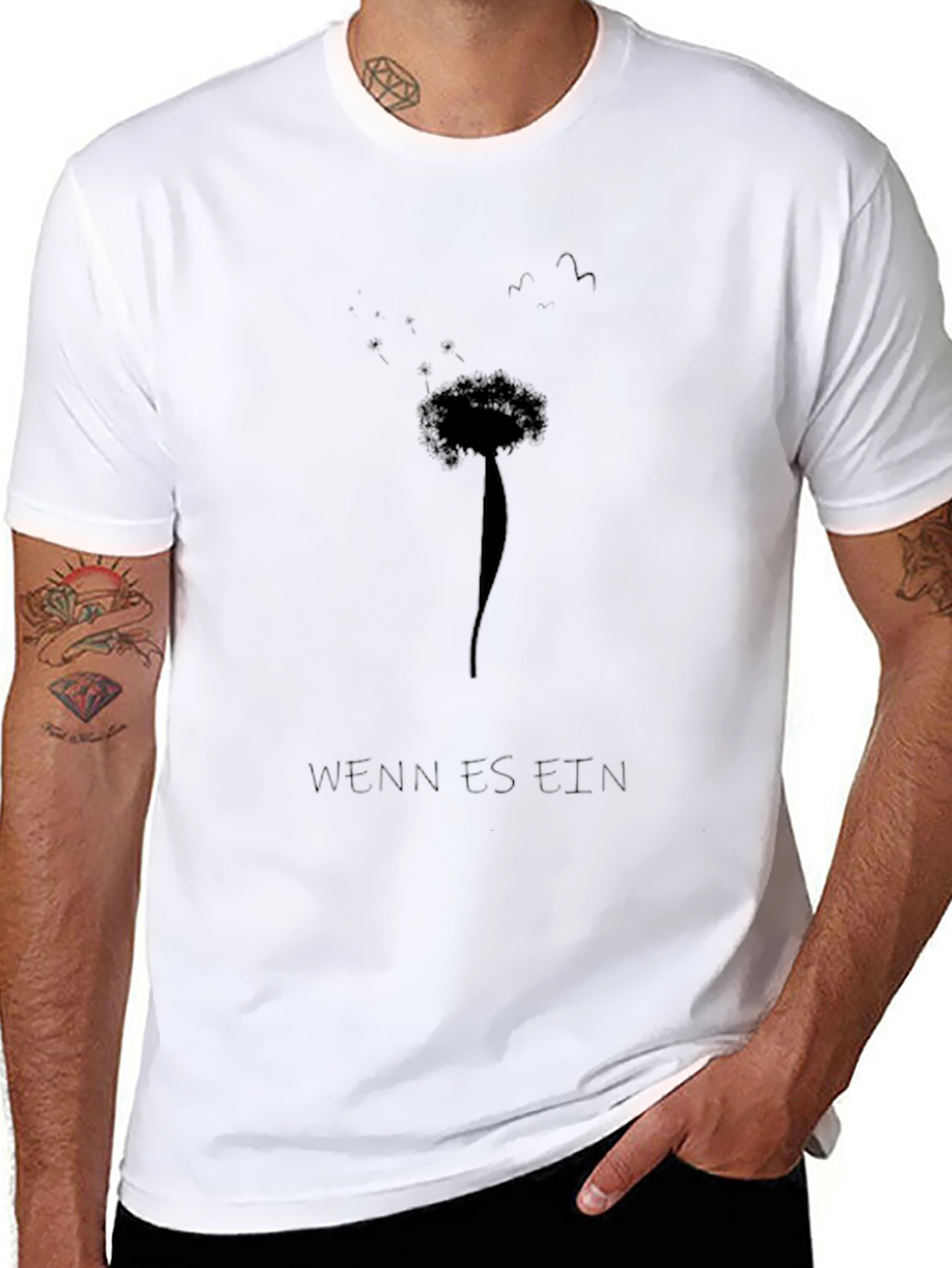 Dandelion Graphic Print Black T-Shirt