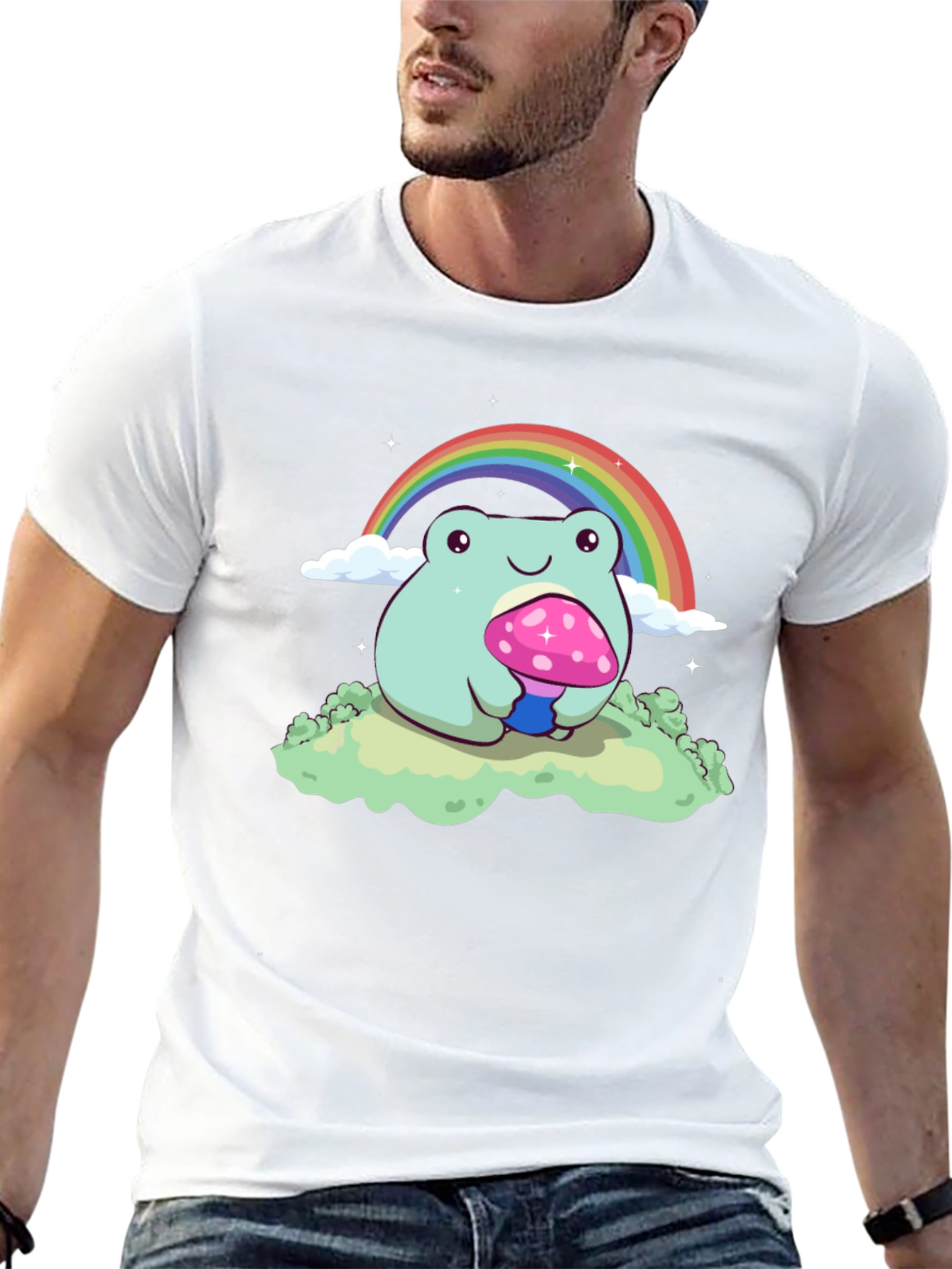 Rainbow Frog Mushroom Graphic Tee