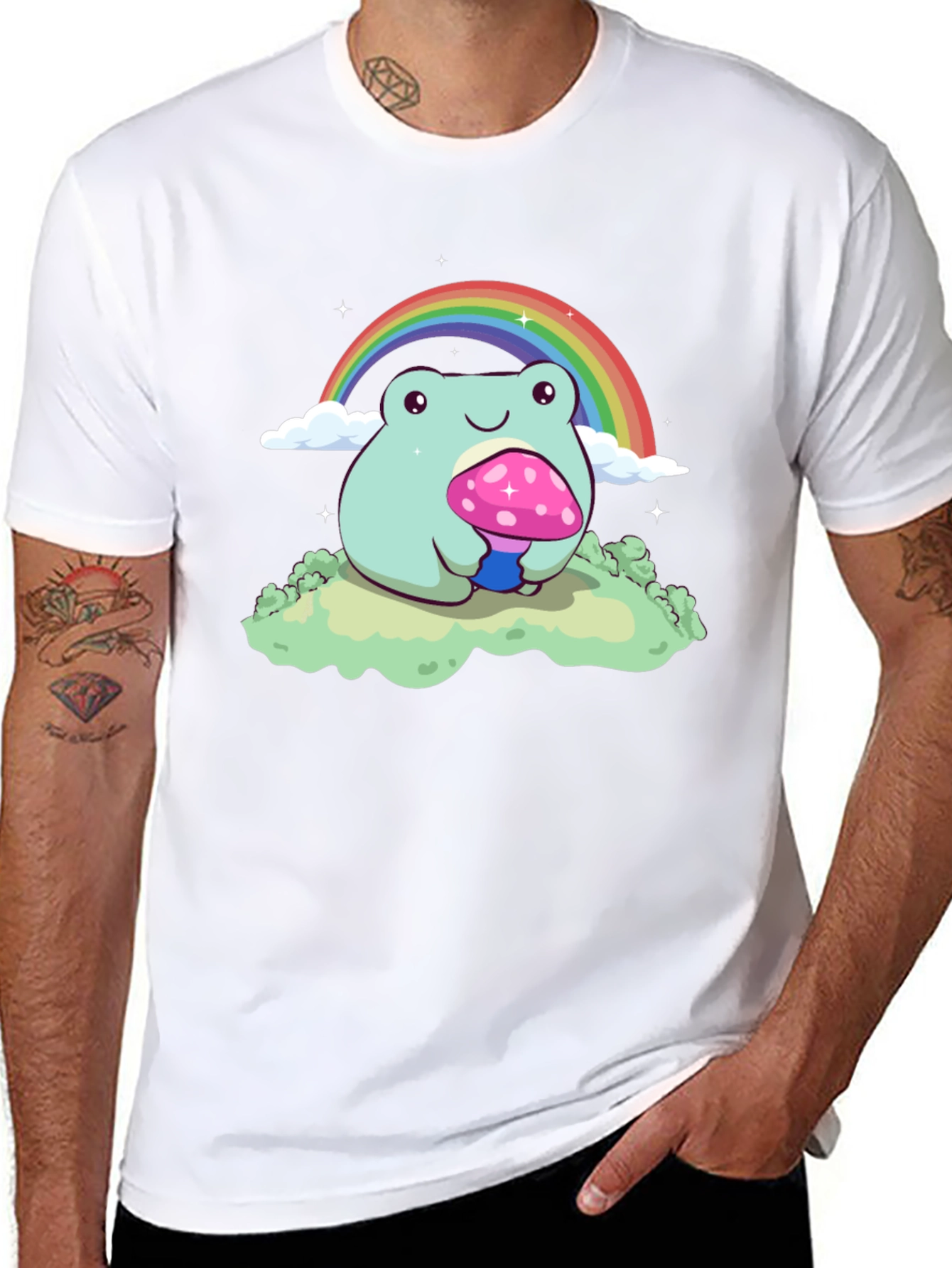 Rainbow Frog Mushroom Graphic Tee