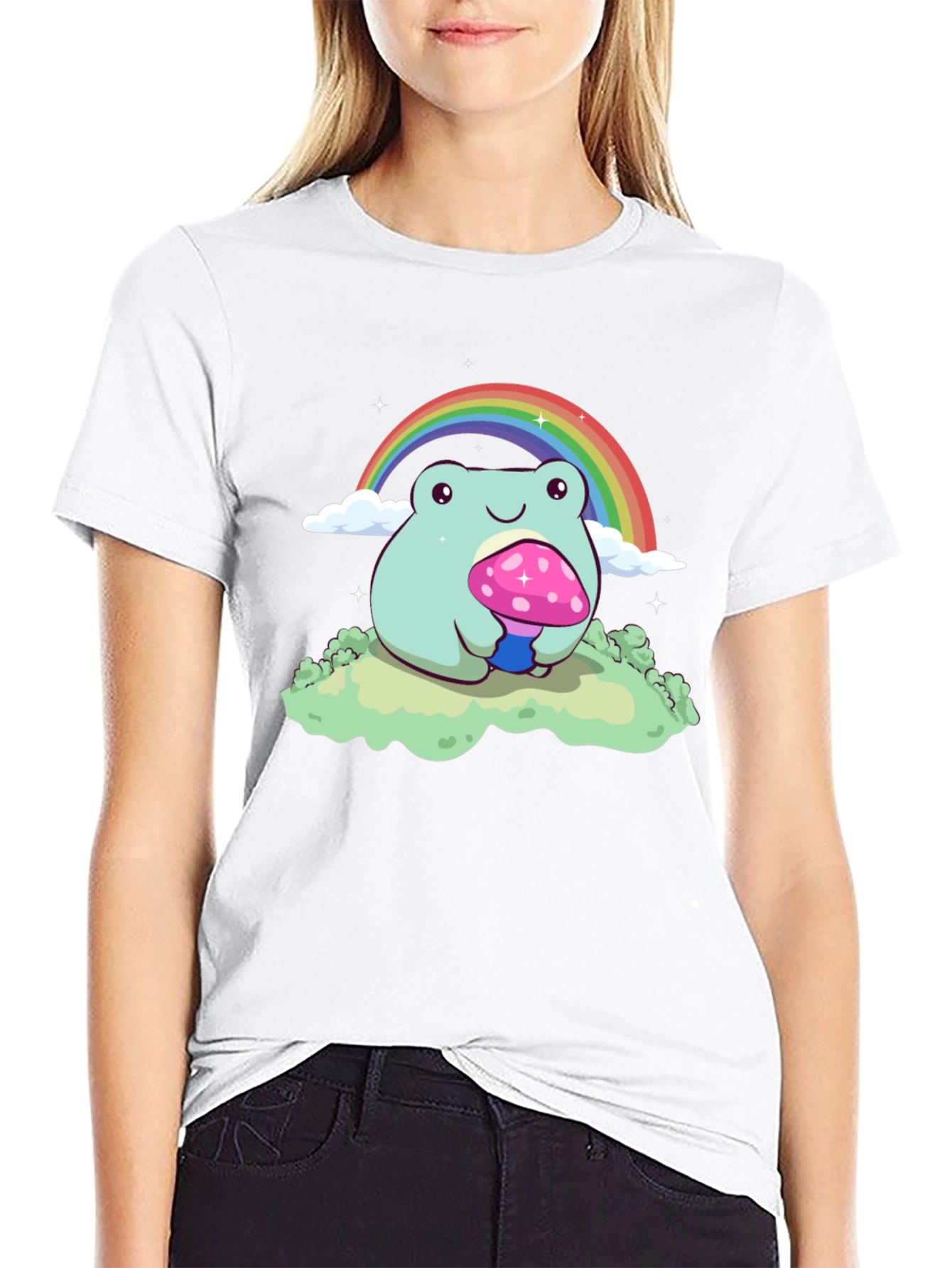 Rainbow Frog Mushroom Graphic Tee