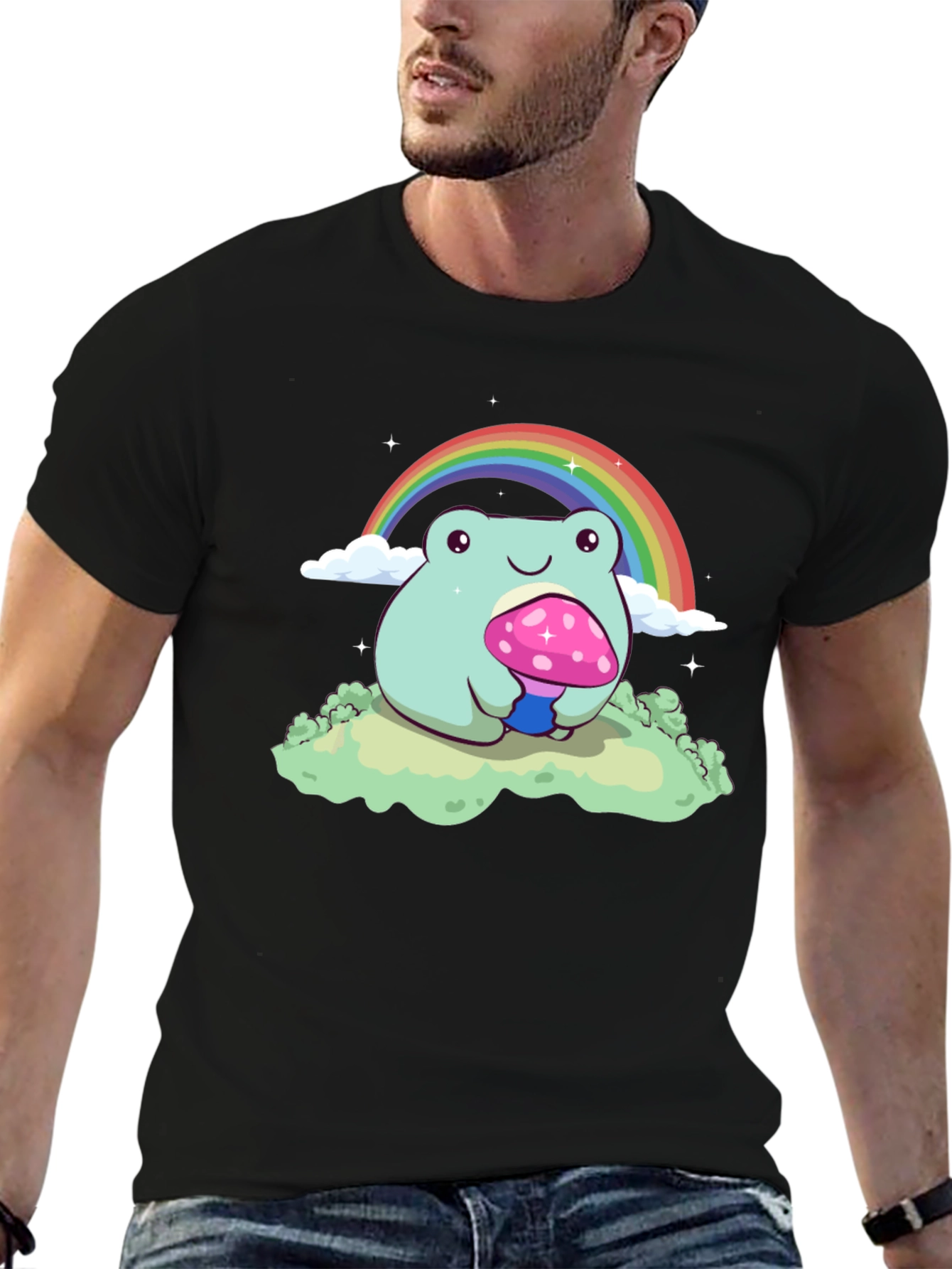 Rainbow Frog Mushroom Graphic Tee
