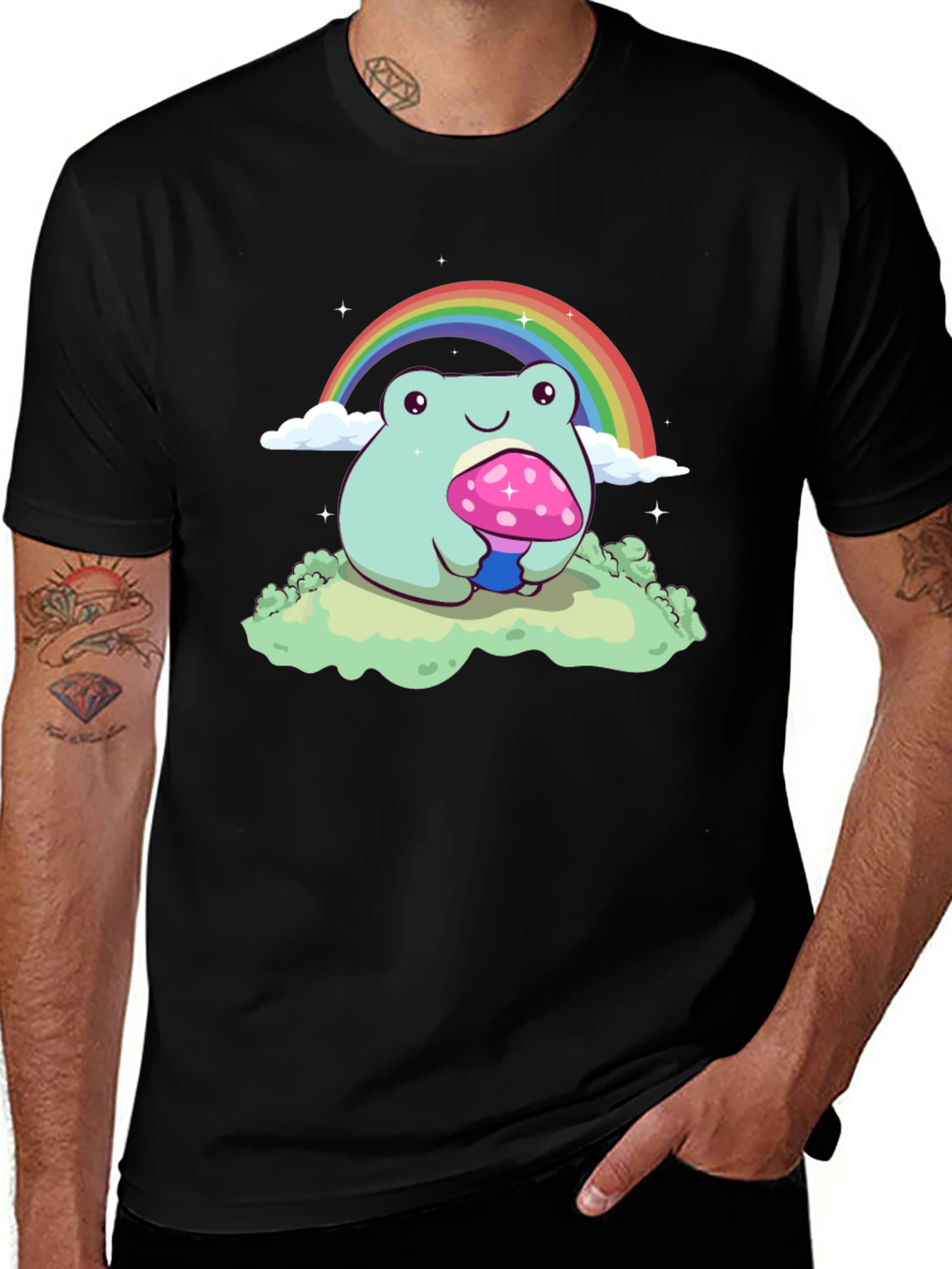 Rainbow Frog Mushroom Graphic Tee