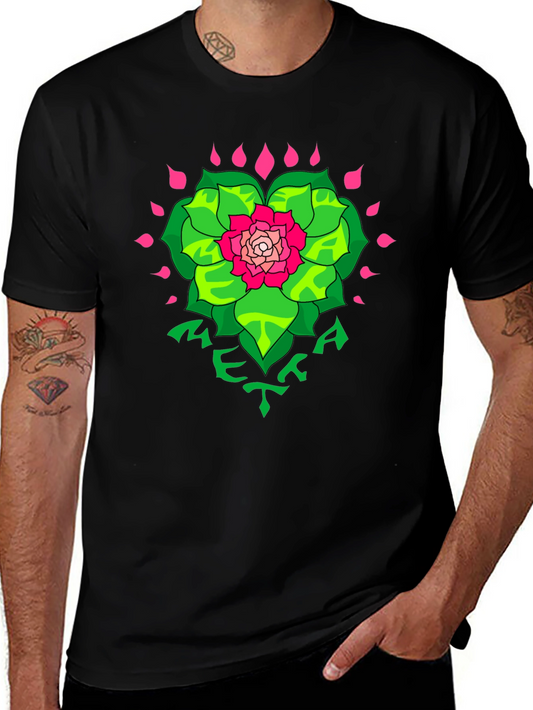 Floral META Graphic Black T-Shirt