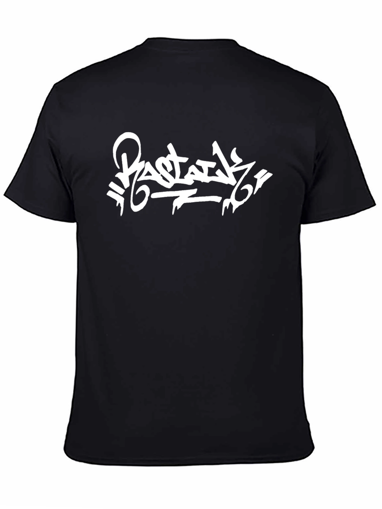 Black Graphic Tee - White Graffiti Style Design