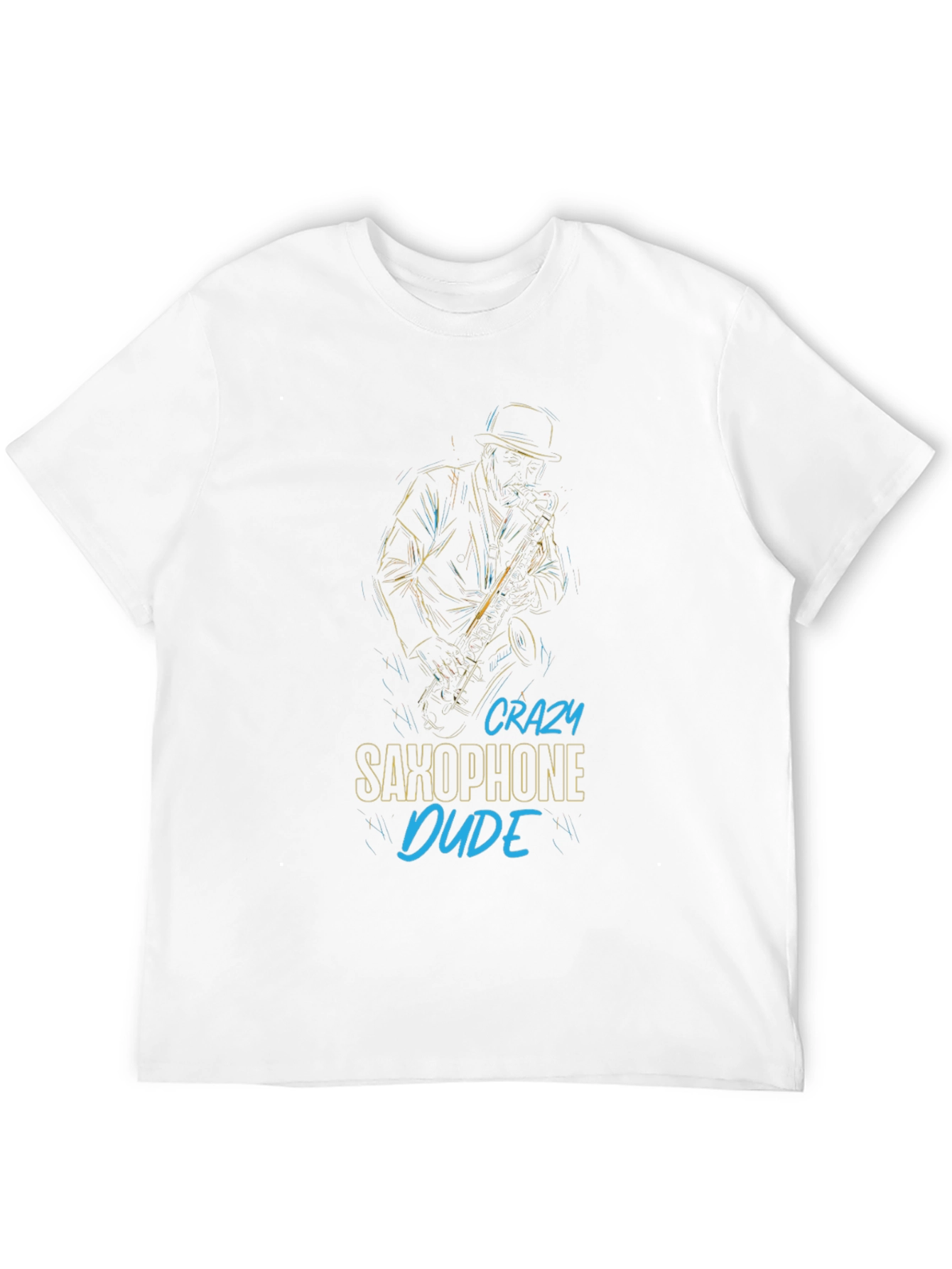 Crazy Saxophone Dude Black Graphic Tee