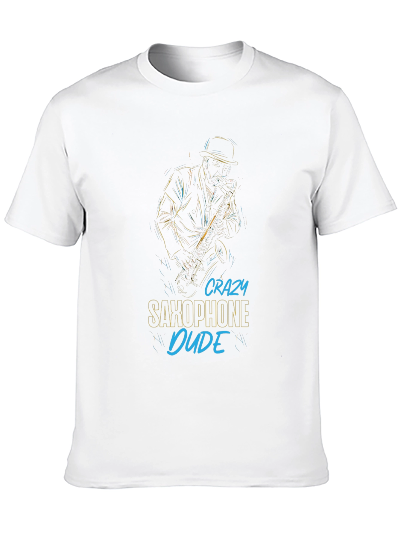 Crazy Saxophone Dude Black Graphic Tee