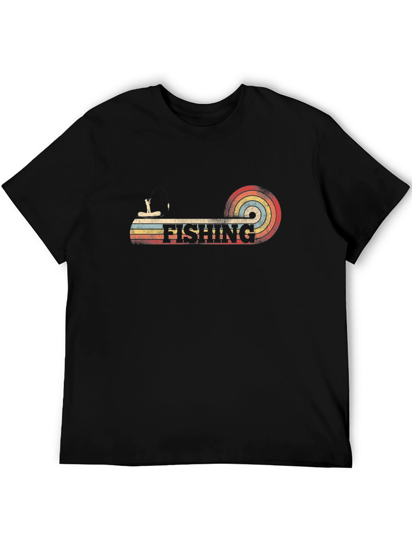 Retro Fishing Graphic T-Shirt - Black