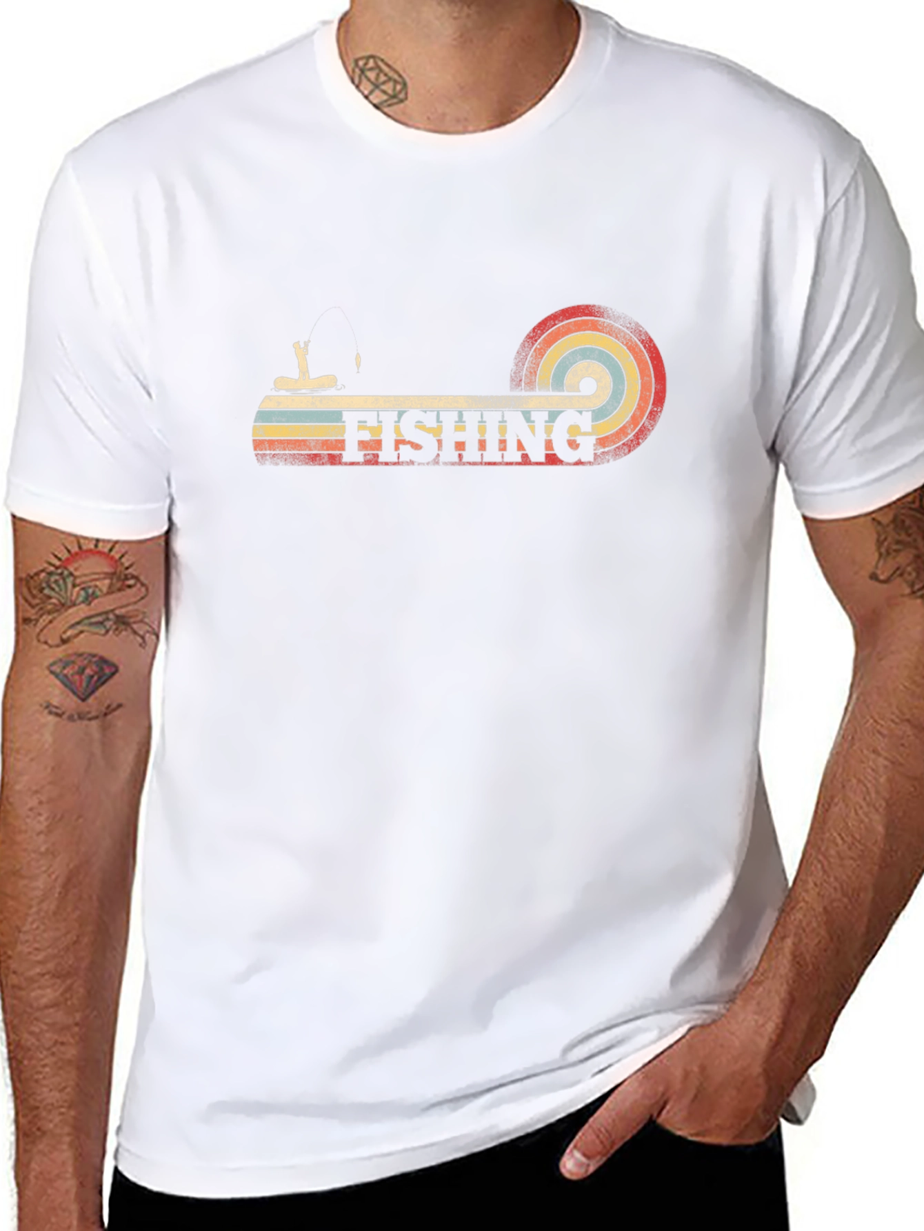 Retro Fishing Graphic T-Shirt - Black