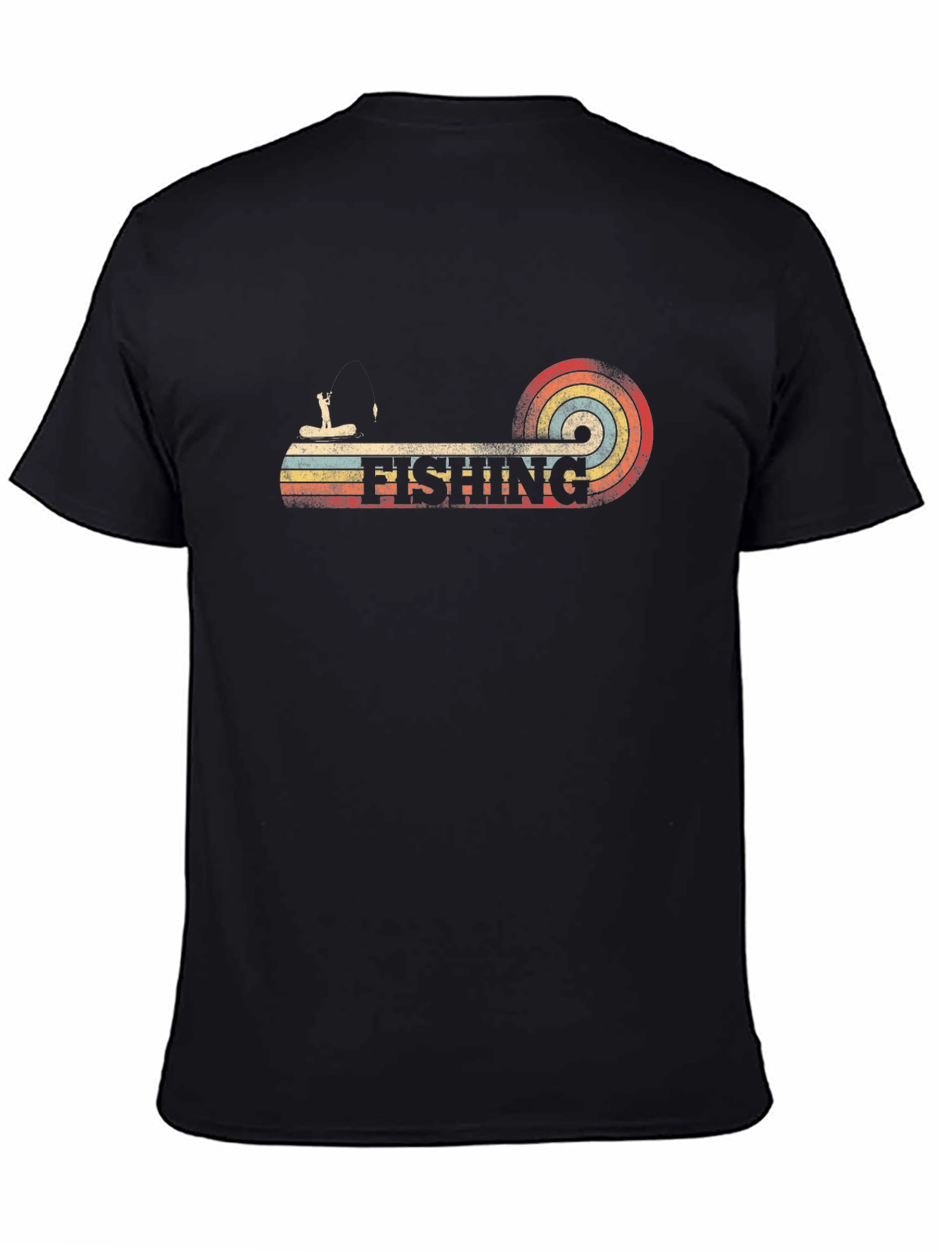 Retro Fishing Graphic T-Shirt - Black