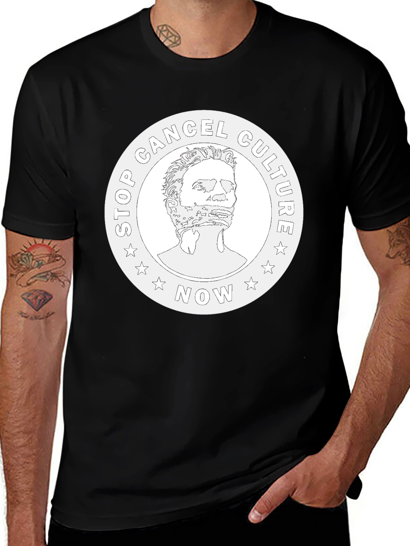 Stop Cancel Culture Now Graphic Tee - Black