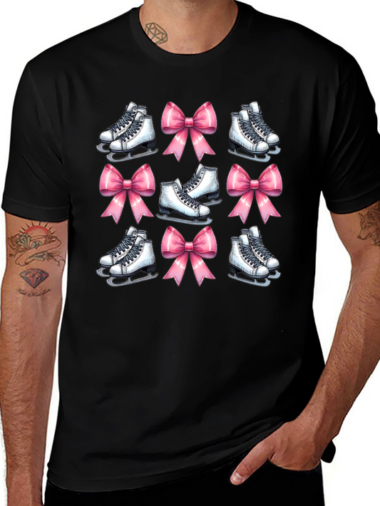 Skate & Bow Black Tee - Ice Skating Fashion Shirt