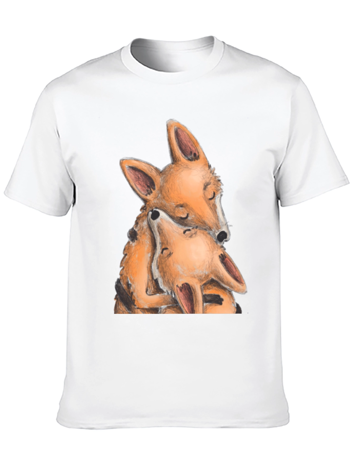 Hugging Foxes Graphic T-Shirt - Soft Cotton Blend