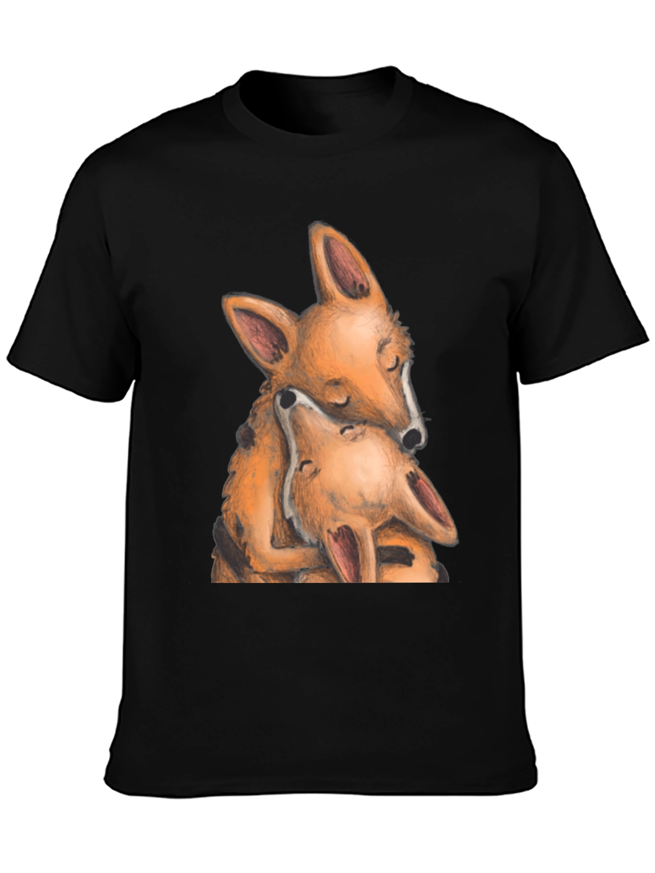 Hugging Foxes Graphic T-Shirt - Soft Cotton Blend
