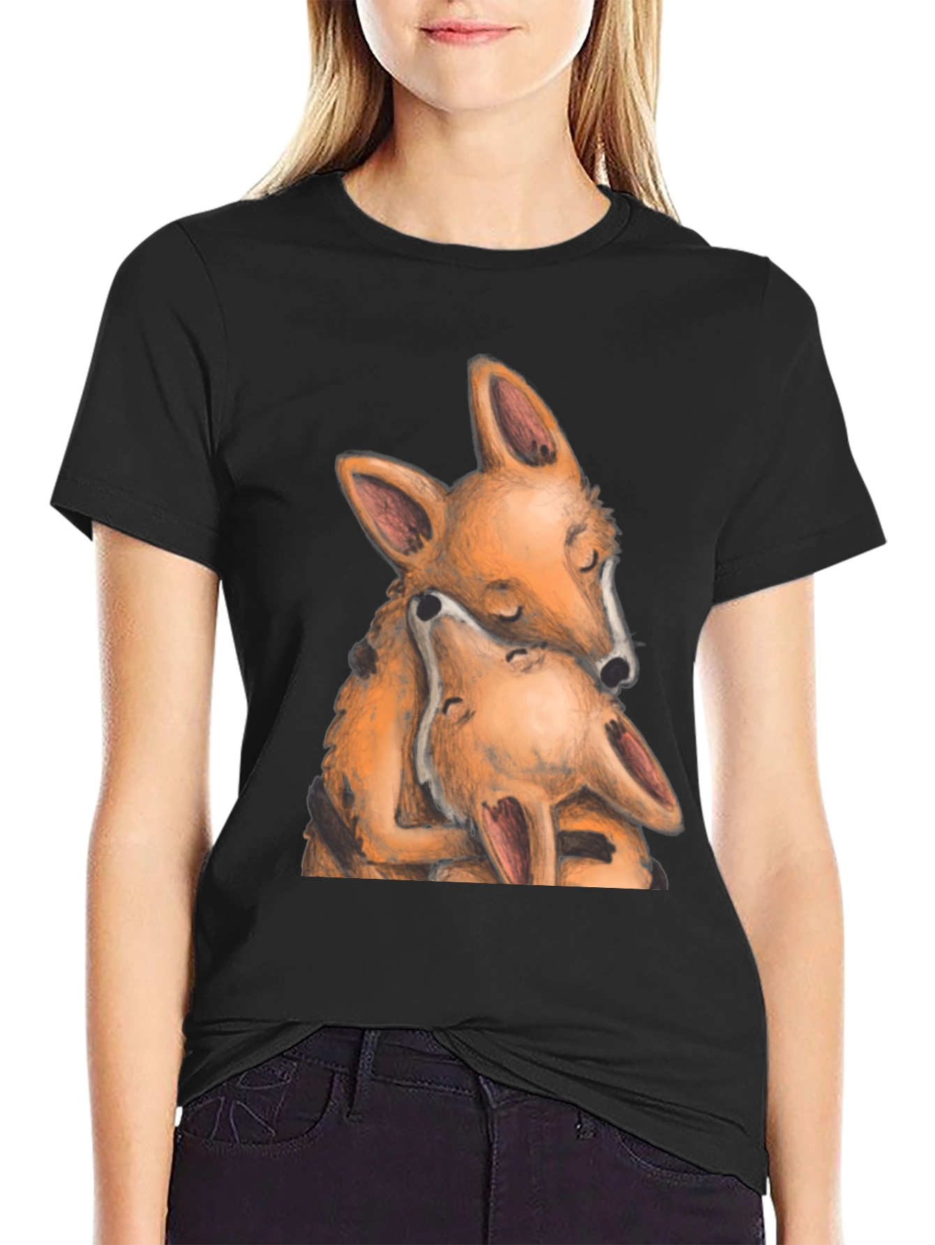 Hugging Foxes Graphic T-Shirt - Soft Cotton Blend