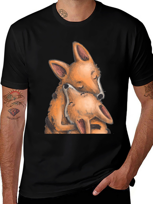 Hugging Foxes Graphic T-Shirt - Soft Cotton Blend