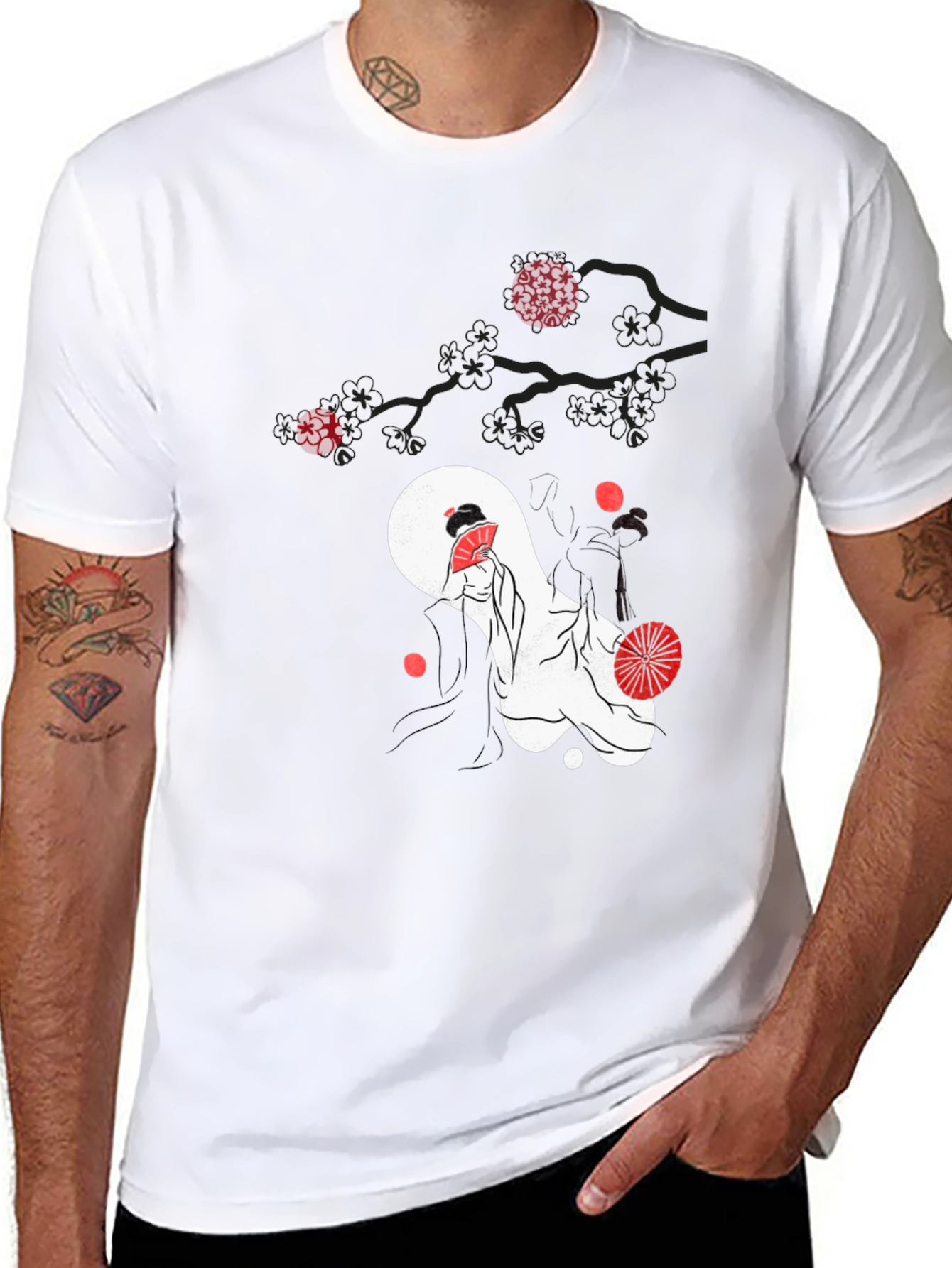 Japanese Geisha Graphic Black T-Shirt