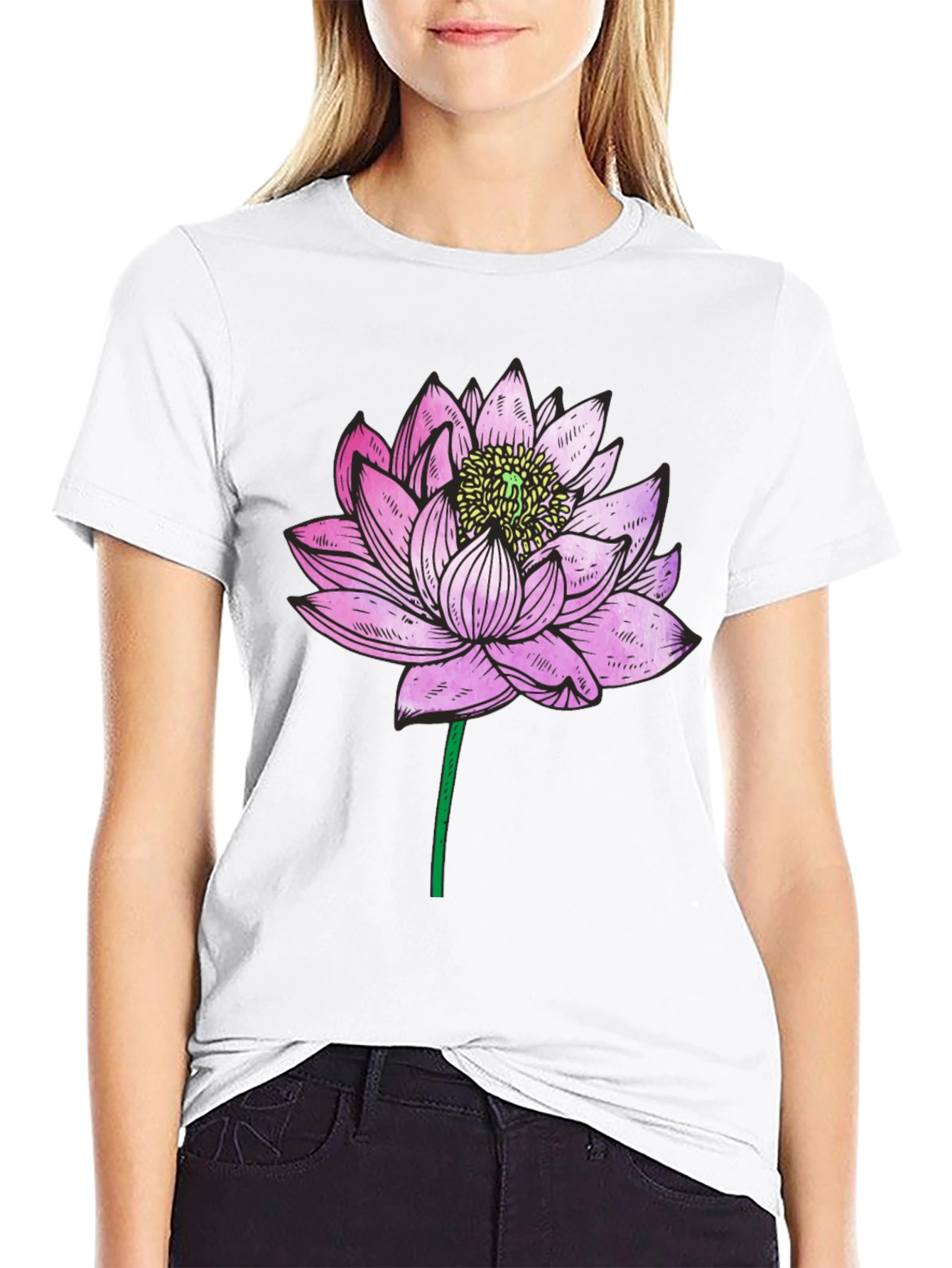 Lotus Flower Graphic T-Shirt - Relaxed Fit