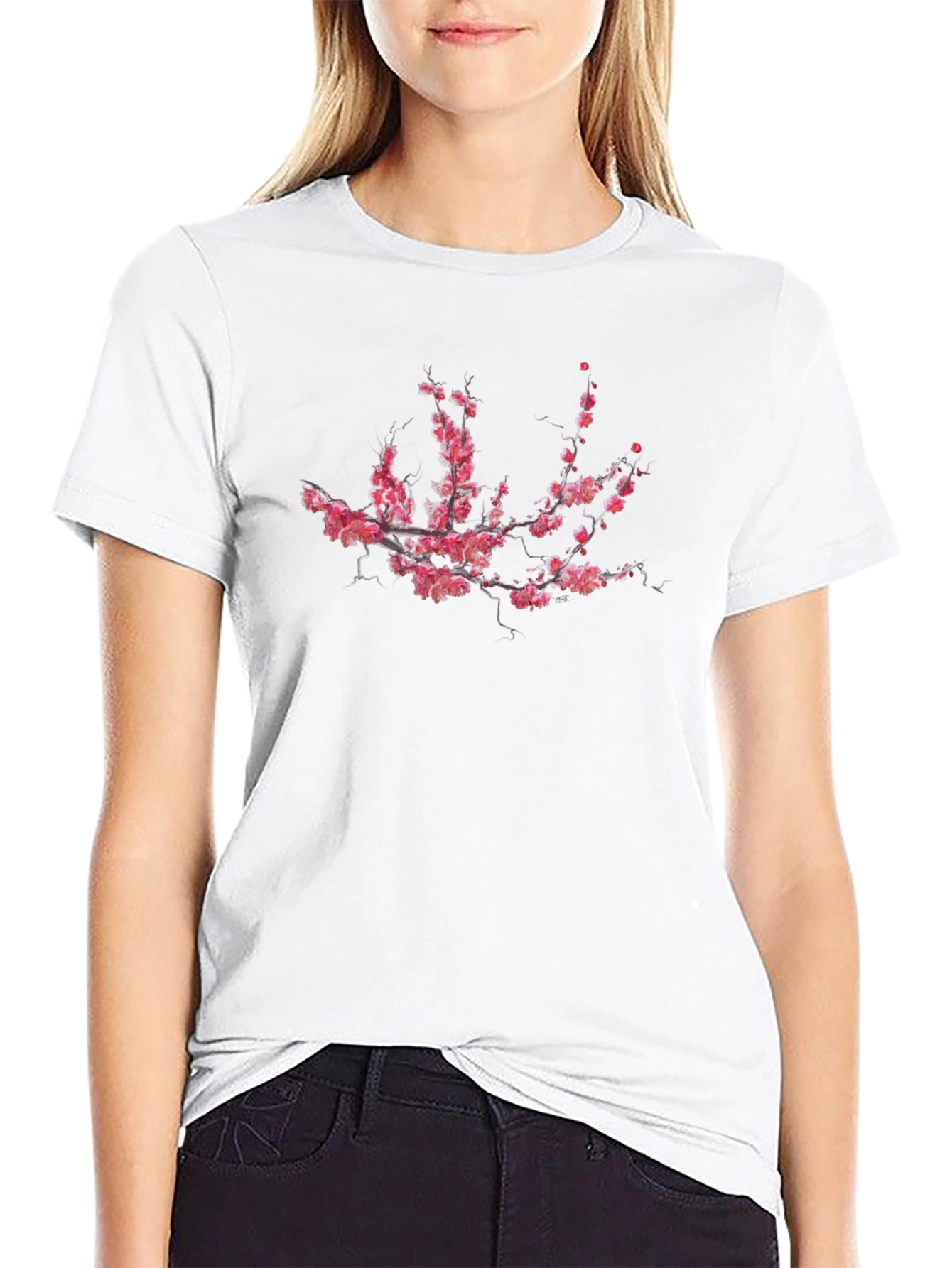 Sakura Branch Graphic Black T-Shirt