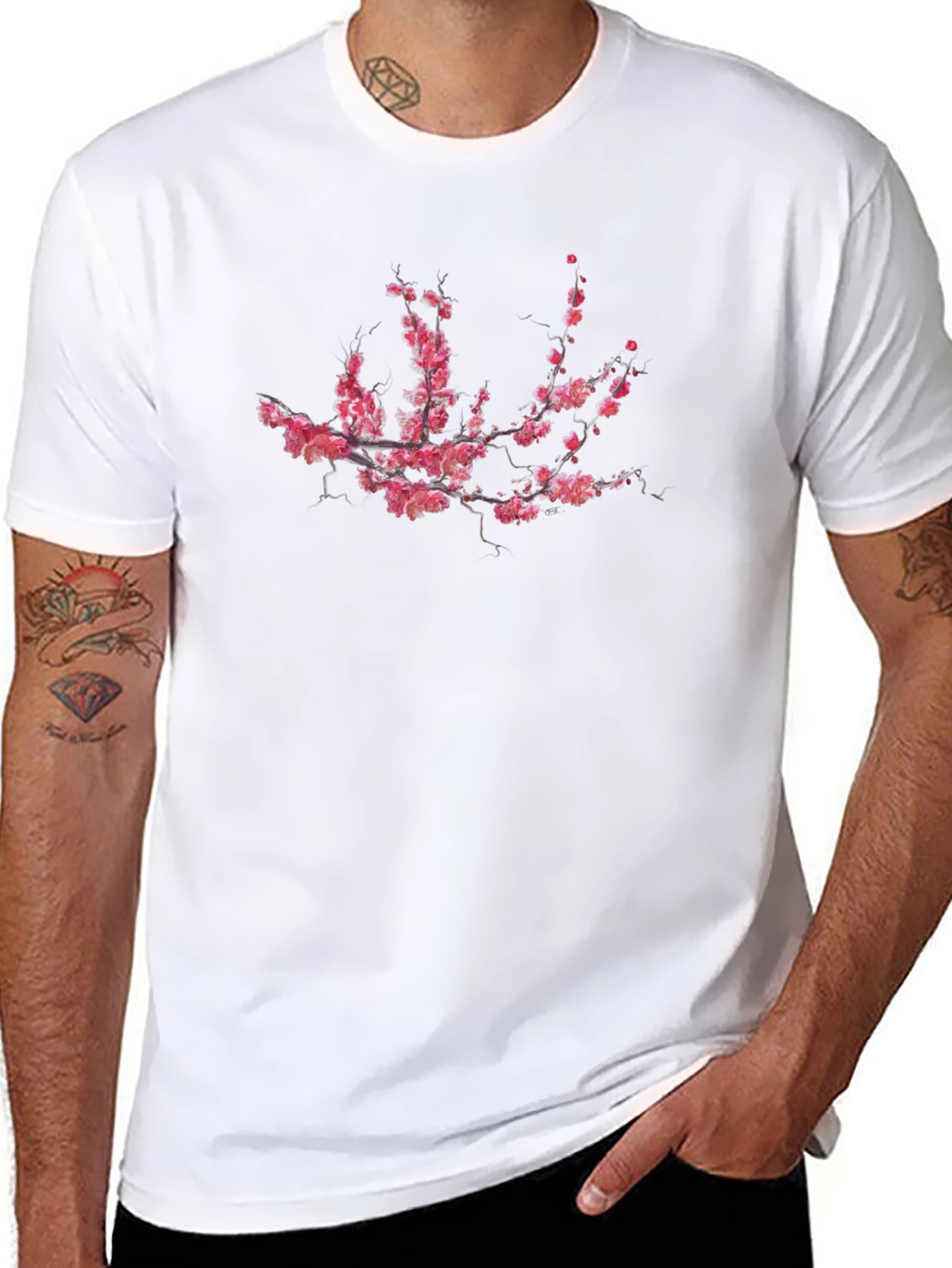 Sakura Branch Graphic Black T-Shirt