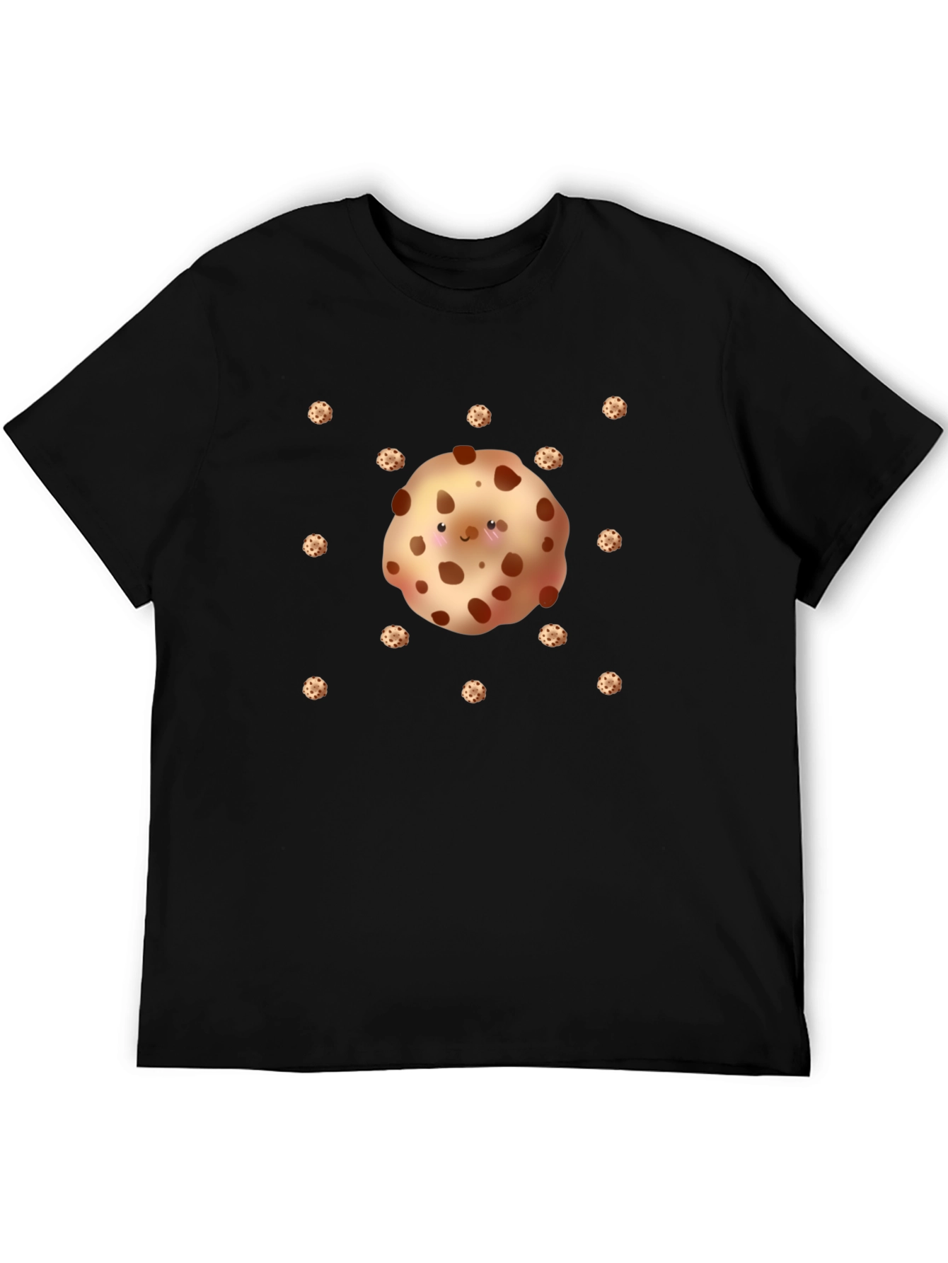 Cute Cookie Pattern Black T-Shirt