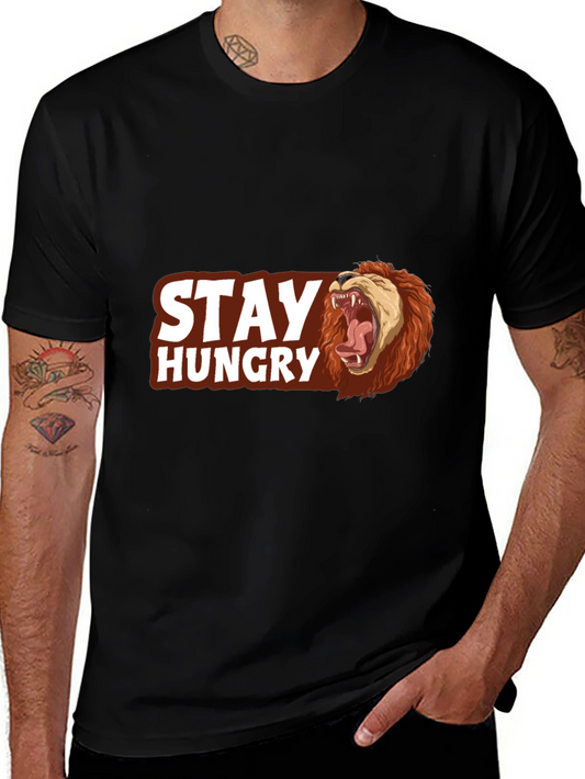 Stay Hungry Lion Graphic Tee - Bold Style