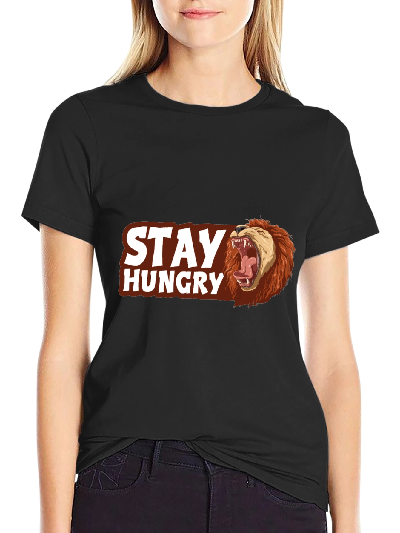 Stay Hungry Lion Graphic Tee - Bold Style