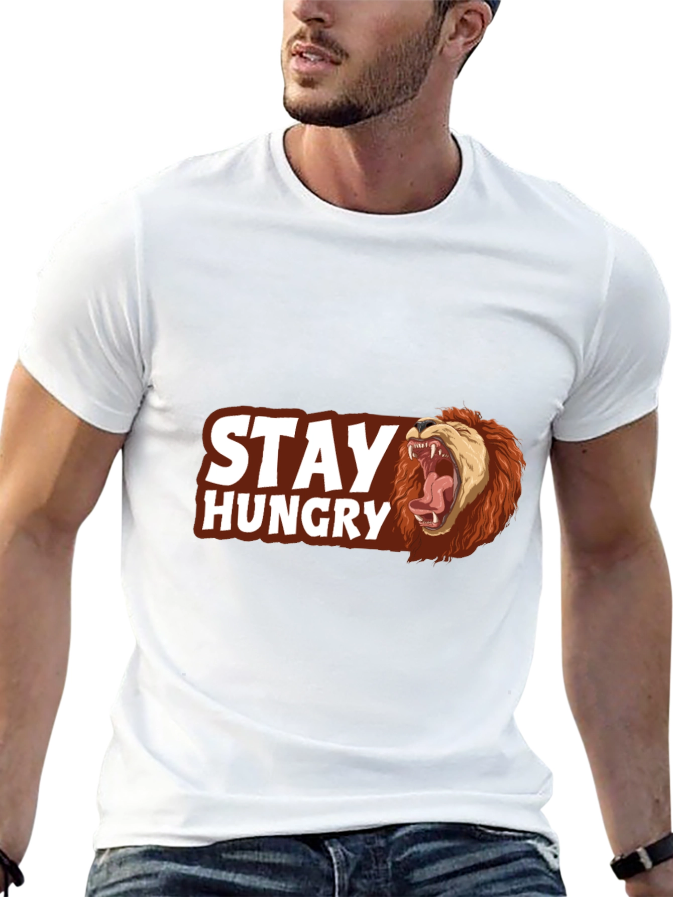 Stay Hungry Lion Graphic Tee - Bold Style
