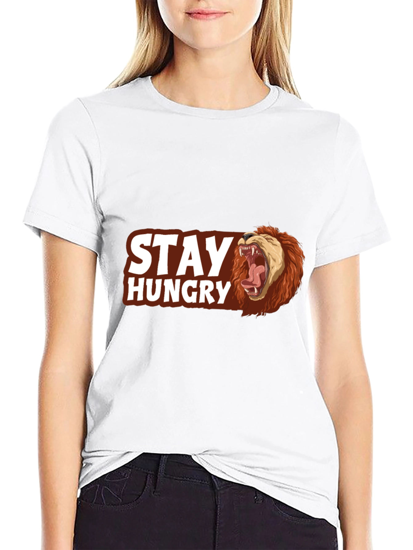 Stay Hungry Lion Graphic Tee - Bold Style