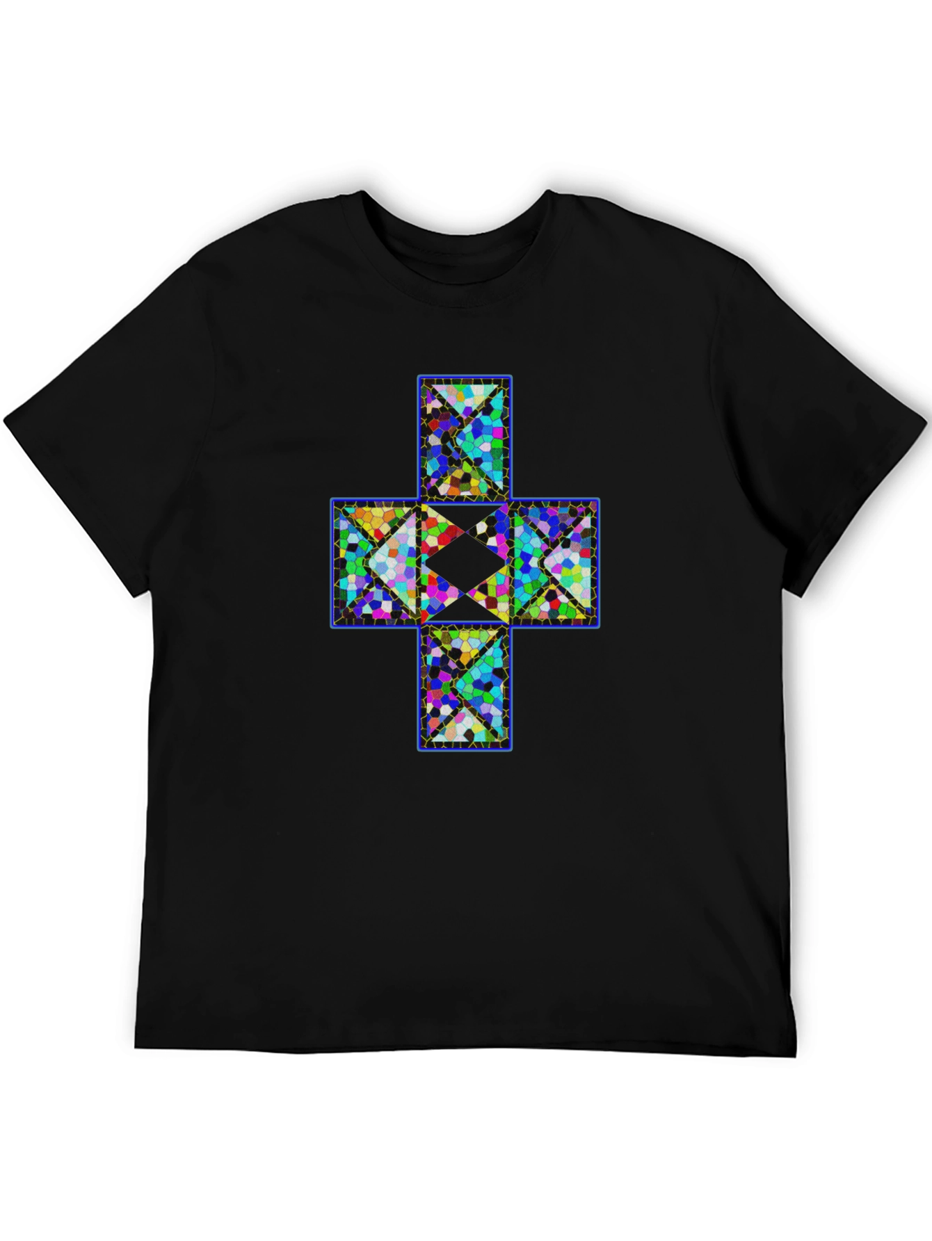 Geometric Cross T-Shirt - Abstract Mosaic Design