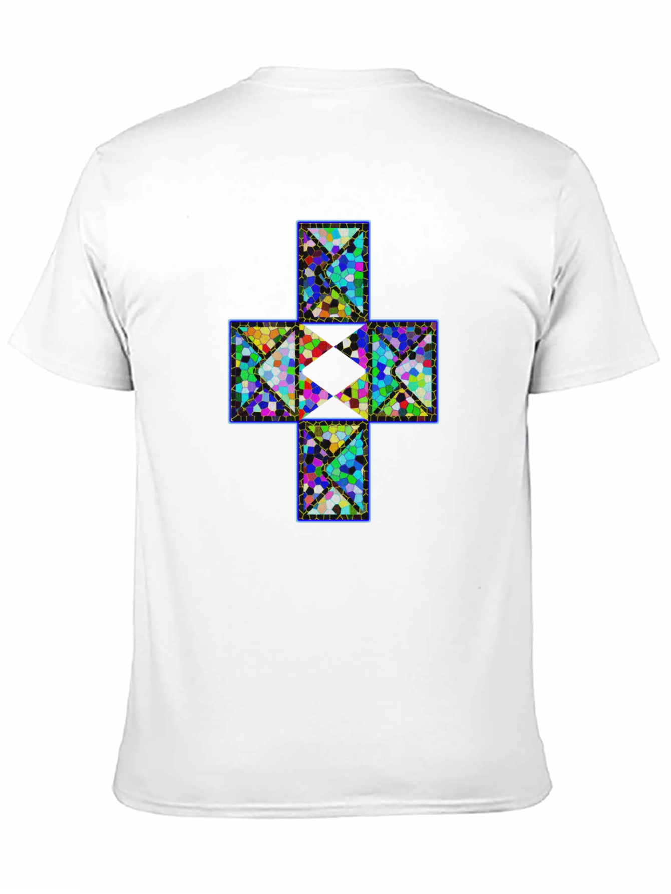 Geometric Cross T-Shirt - Abstract Mosaic Design