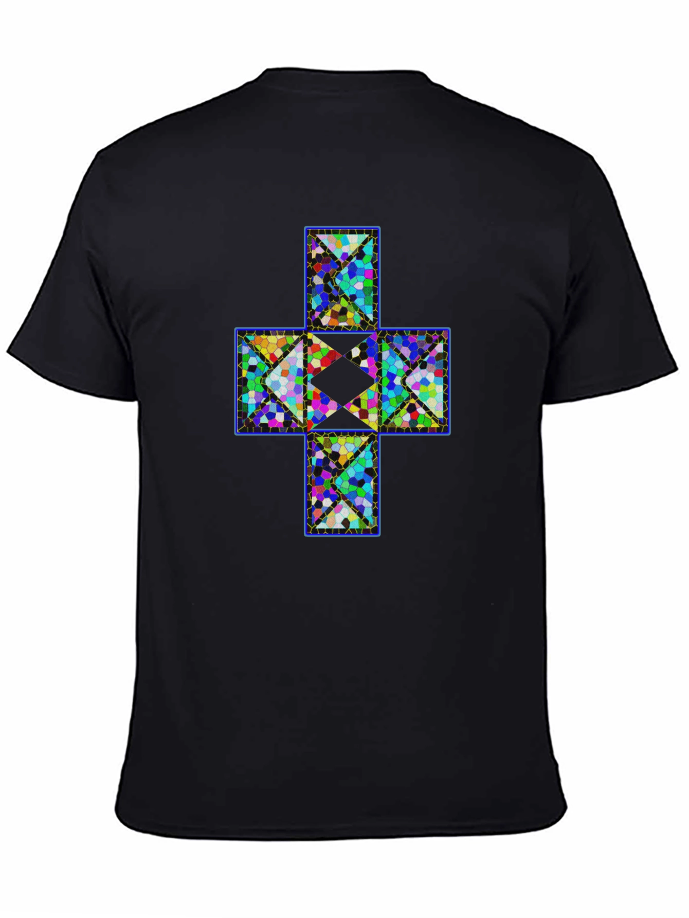 Geometric Cross T-Shirt - Abstract Mosaic Design
