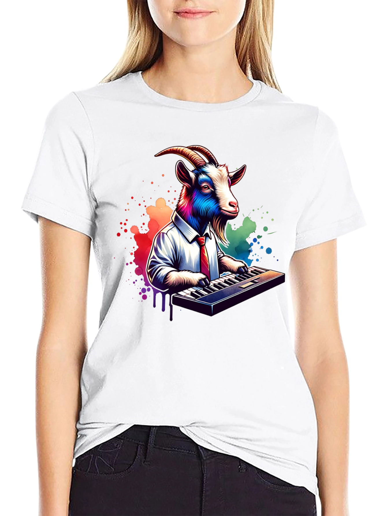 Goat Musician Graphic Tee - Black