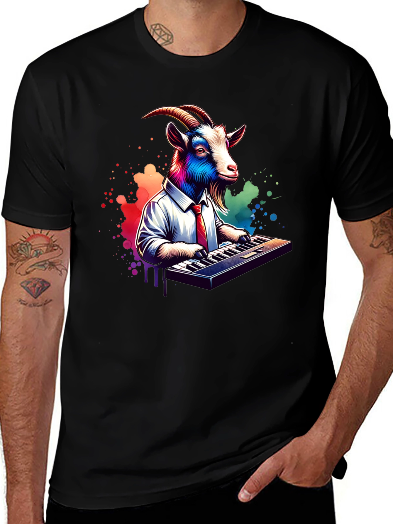Goat Musician Graphic Tee - Black