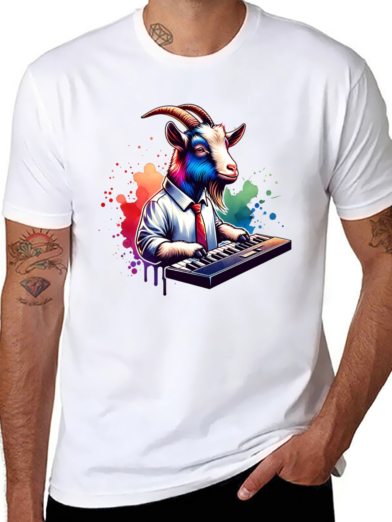 Goat Musician Graphic Tee - Black
