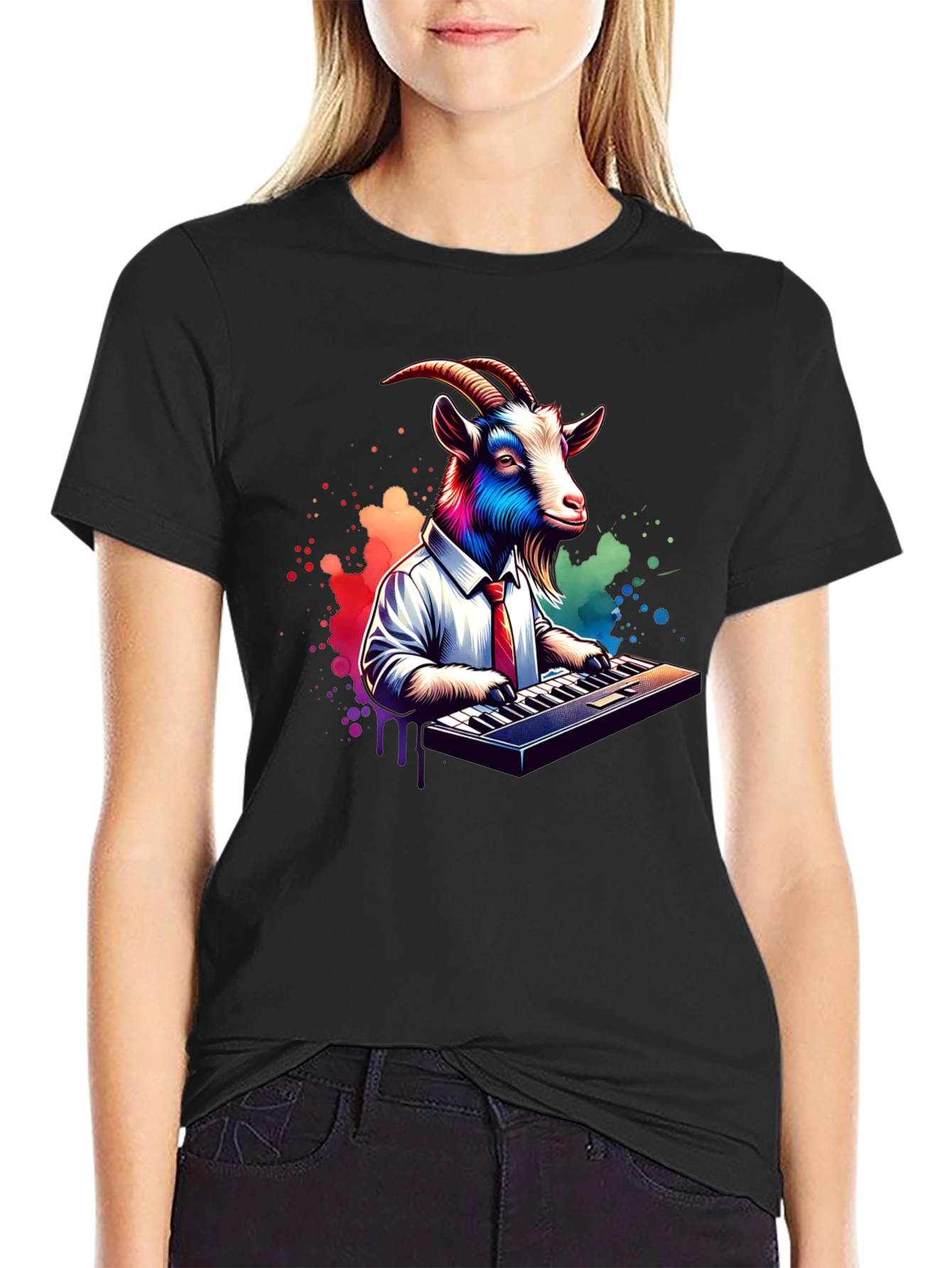 Goat Musician Graphic Tee - Black