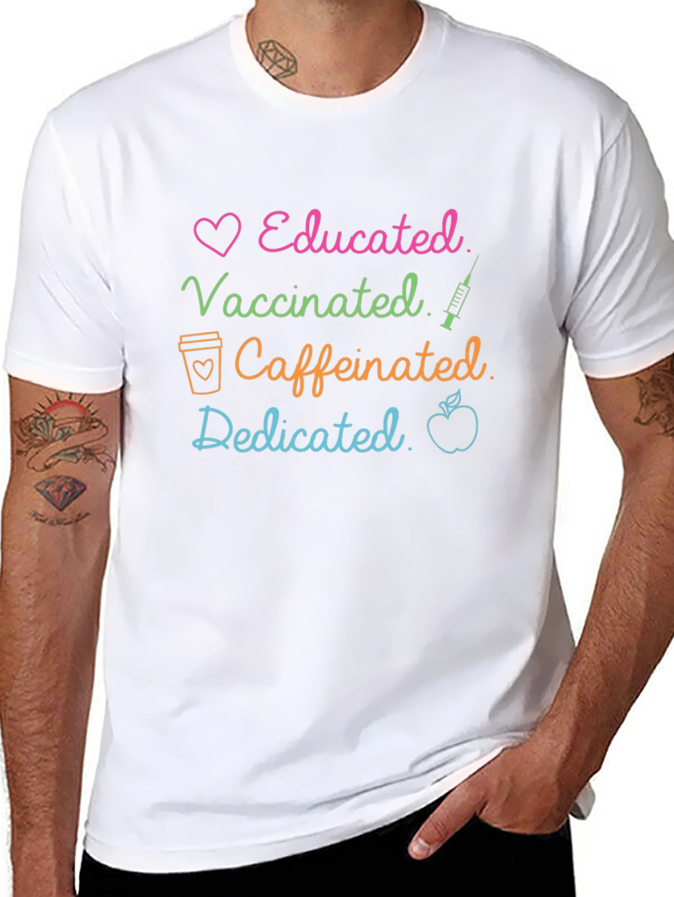 Educated Vaccinated Caffeinated Dedicated T-Shirt