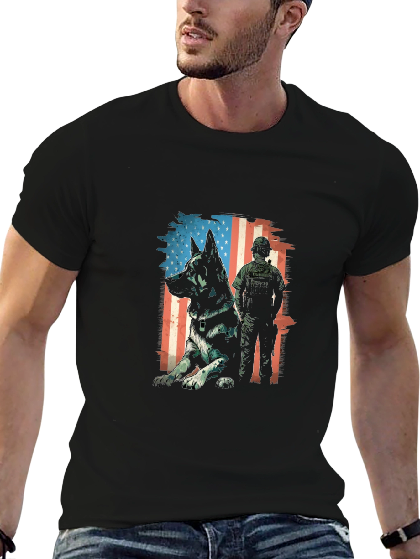 K9 Unit USA Flag Graphic T-Shirt