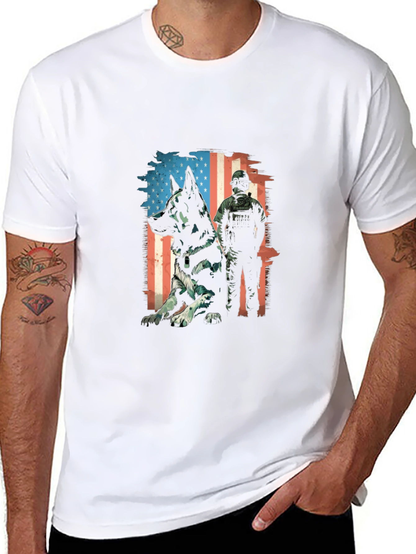 K9 Unit USA Flag Graphic T-Shirt