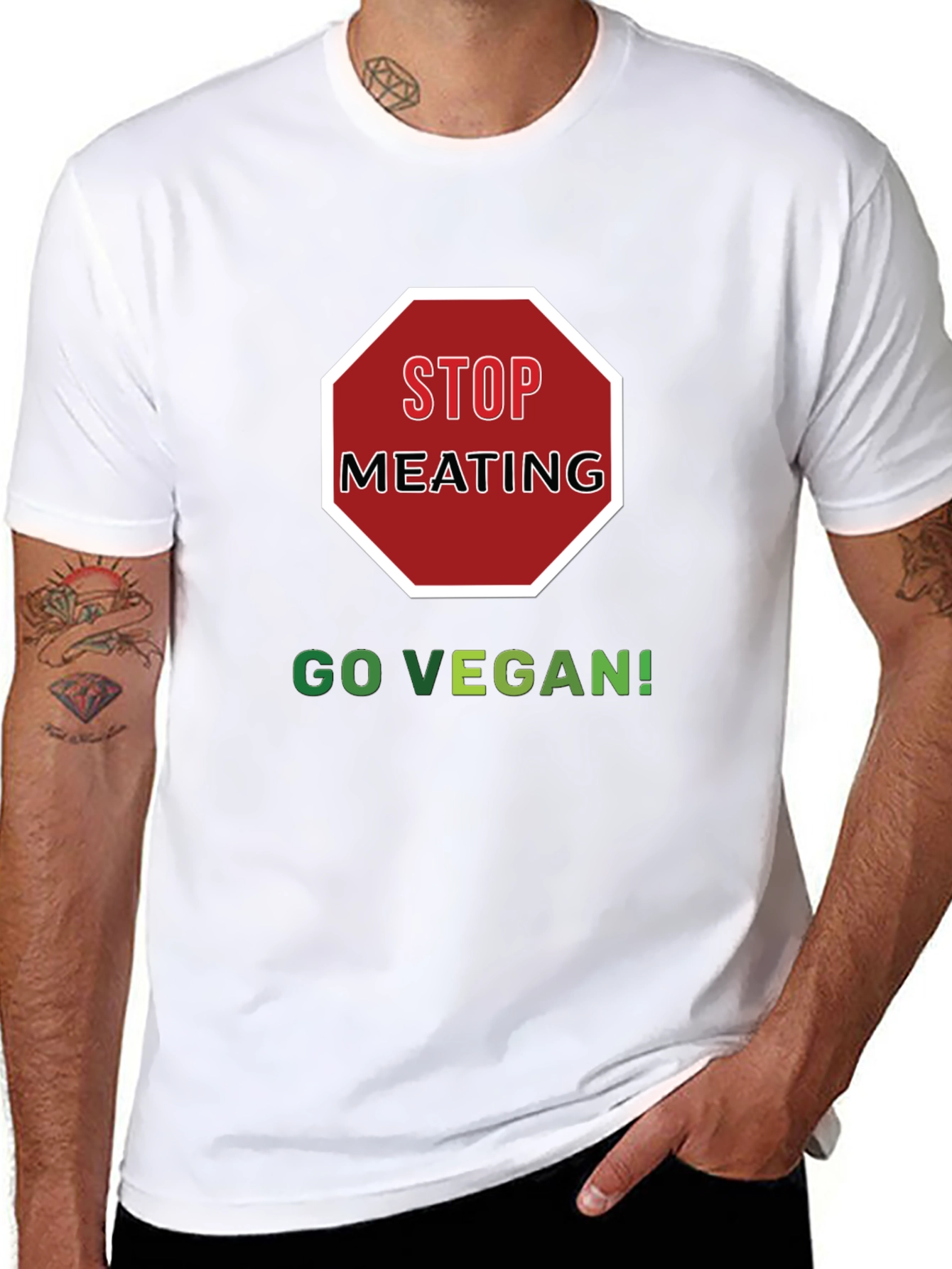 Stop Meating Go Vegan Black T-Shirt