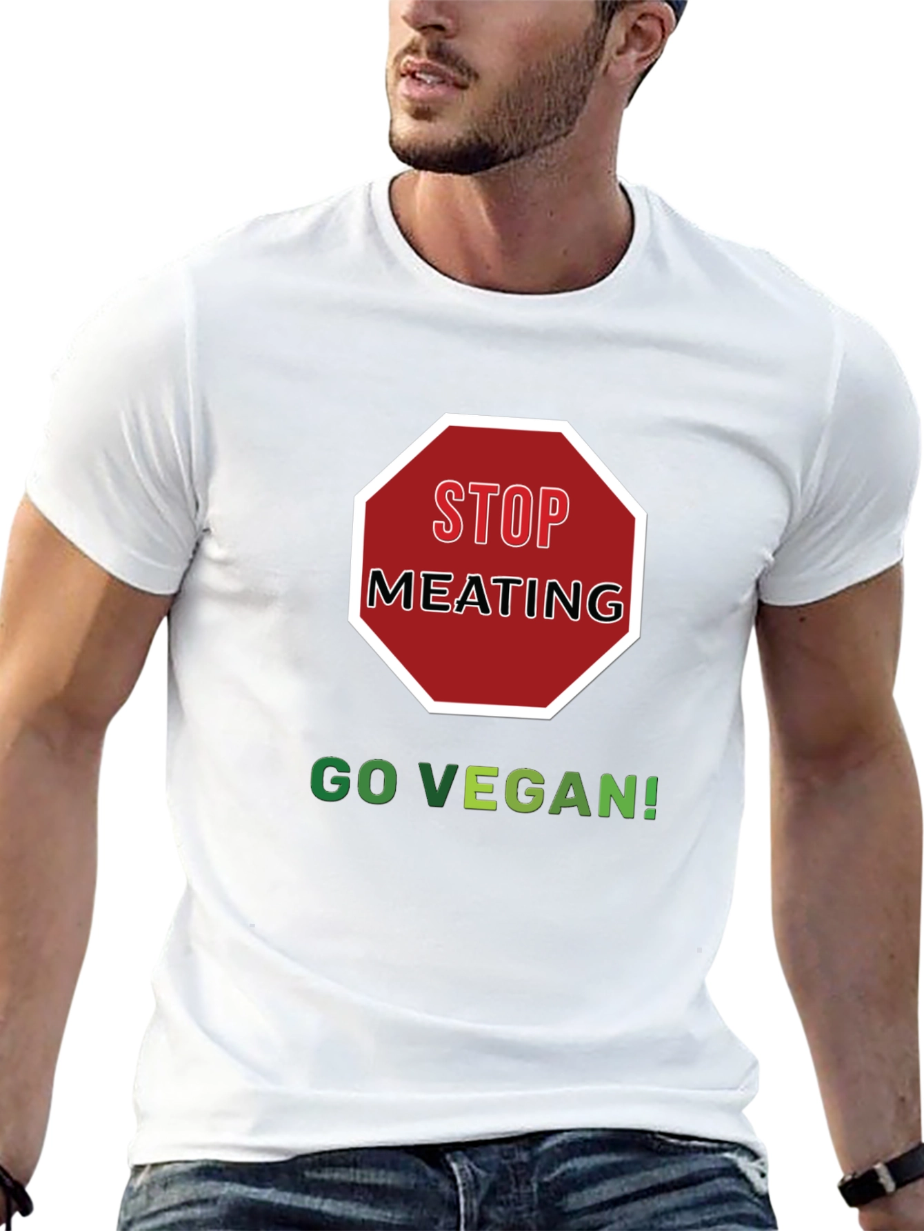 Stop Meating Go Vegan Black T-Shirt