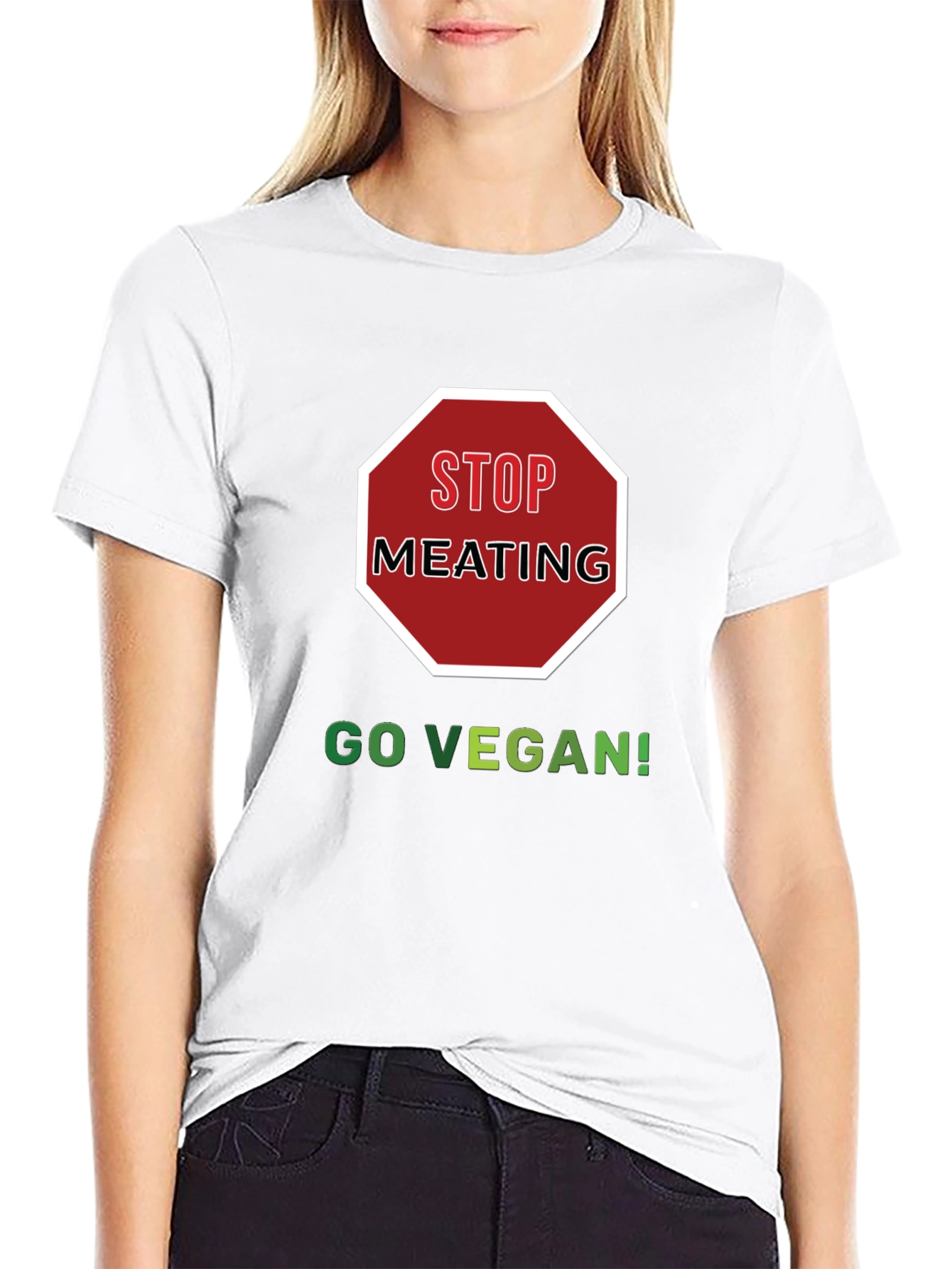 Stop Meating Go Vegan Black T-Shirt
